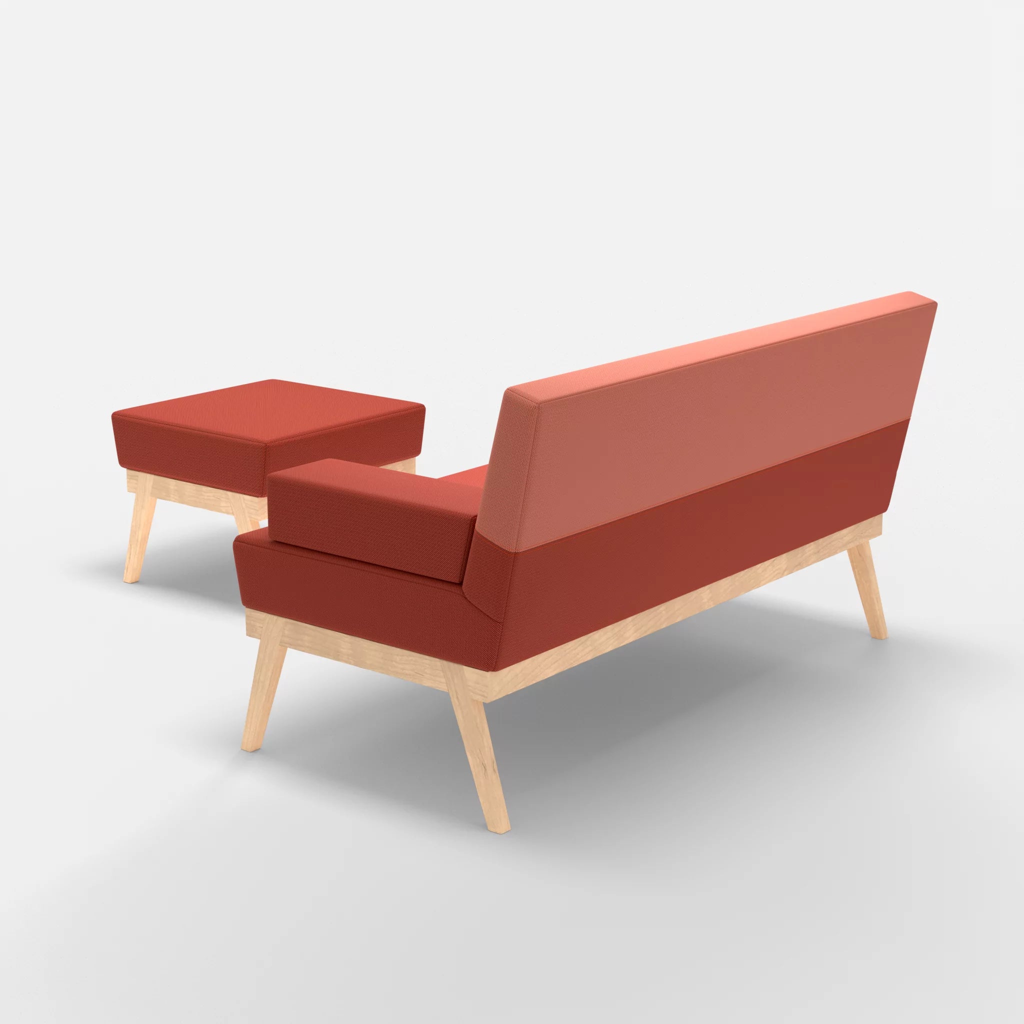 2er Sitzsofa Bauz mit Pouf credolampion-credograpefruit in Rot und Coral von hinten