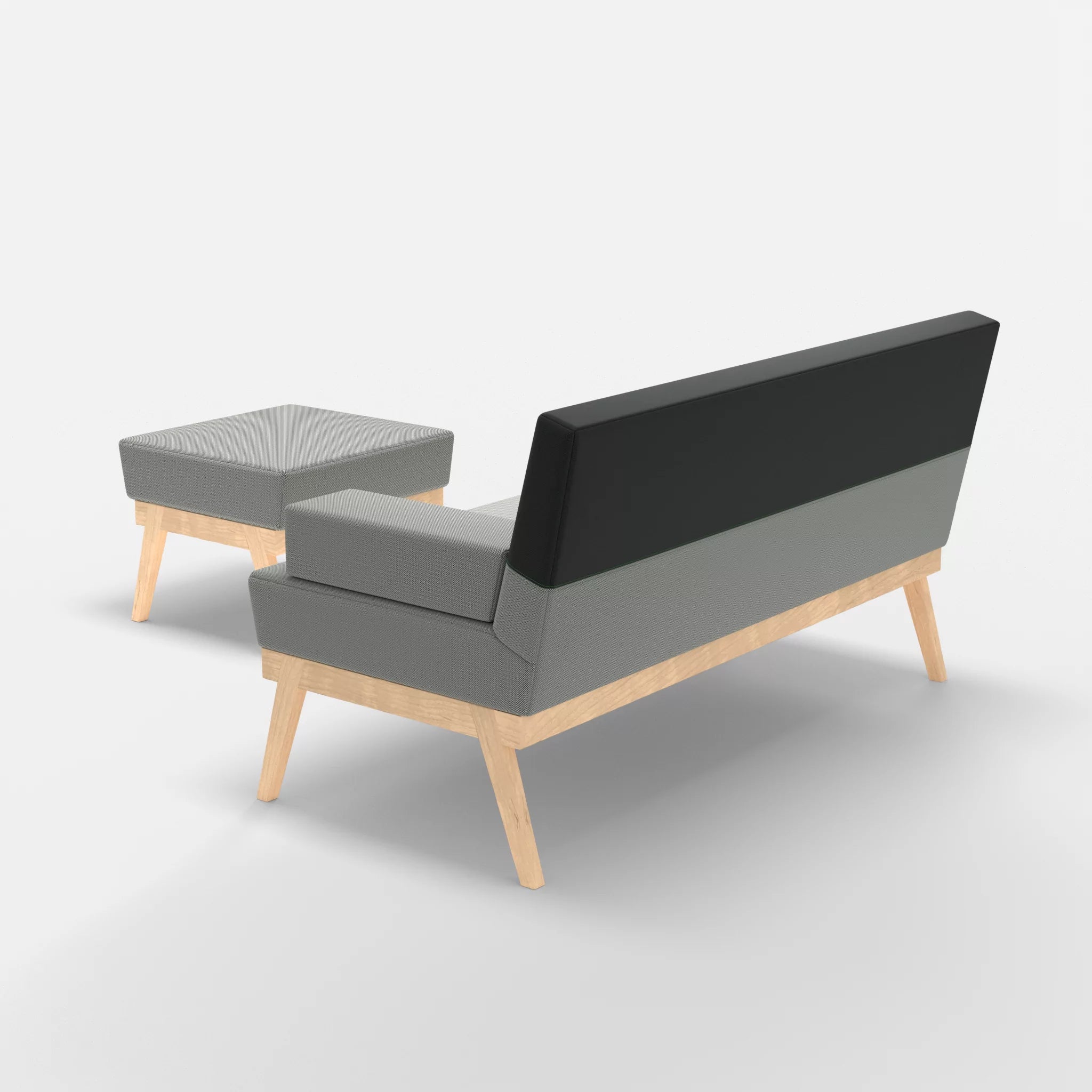2er Sitzsofa Bauz mit Pouf credopepper-credoblack in Dunkelgrau und Schwarz von hinten