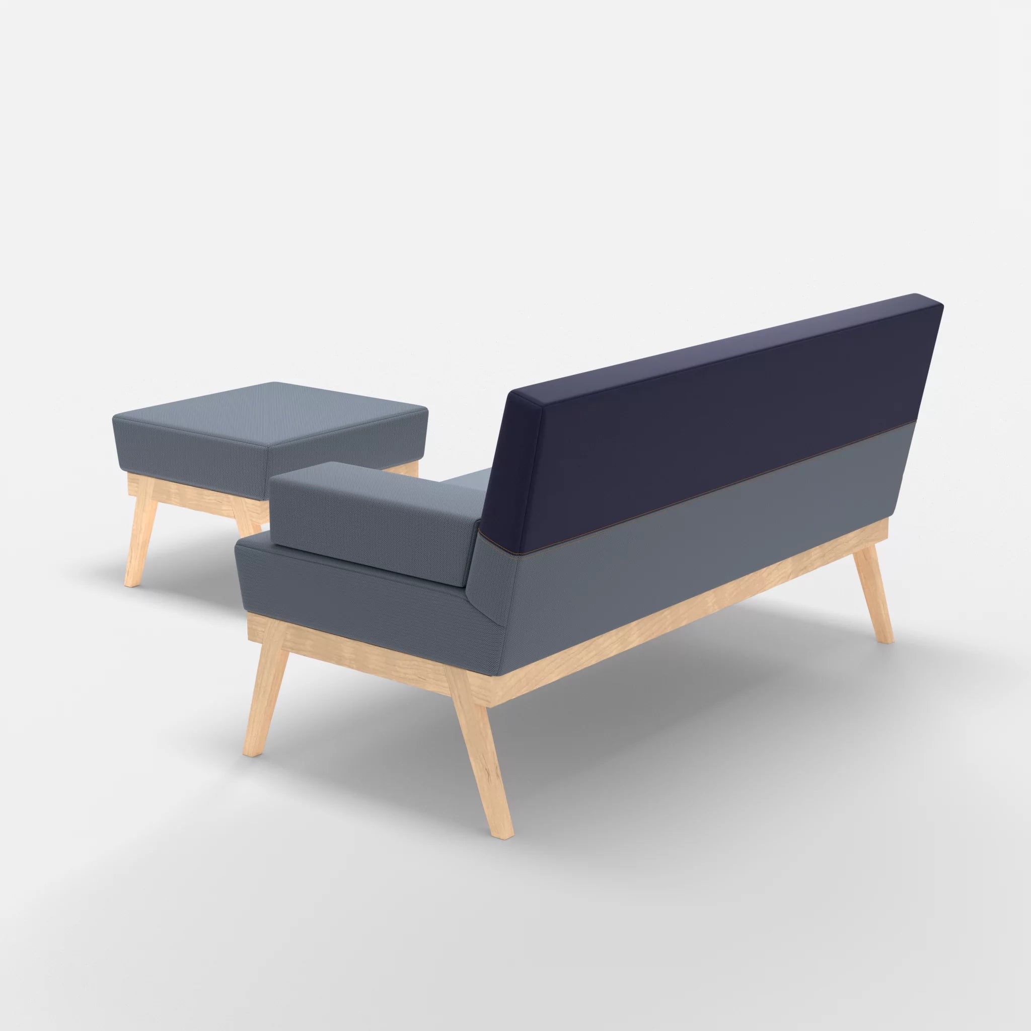 2er Sitzsofa Bauz mit Pouf credosea-credonavy in Blau und Navy von hinten