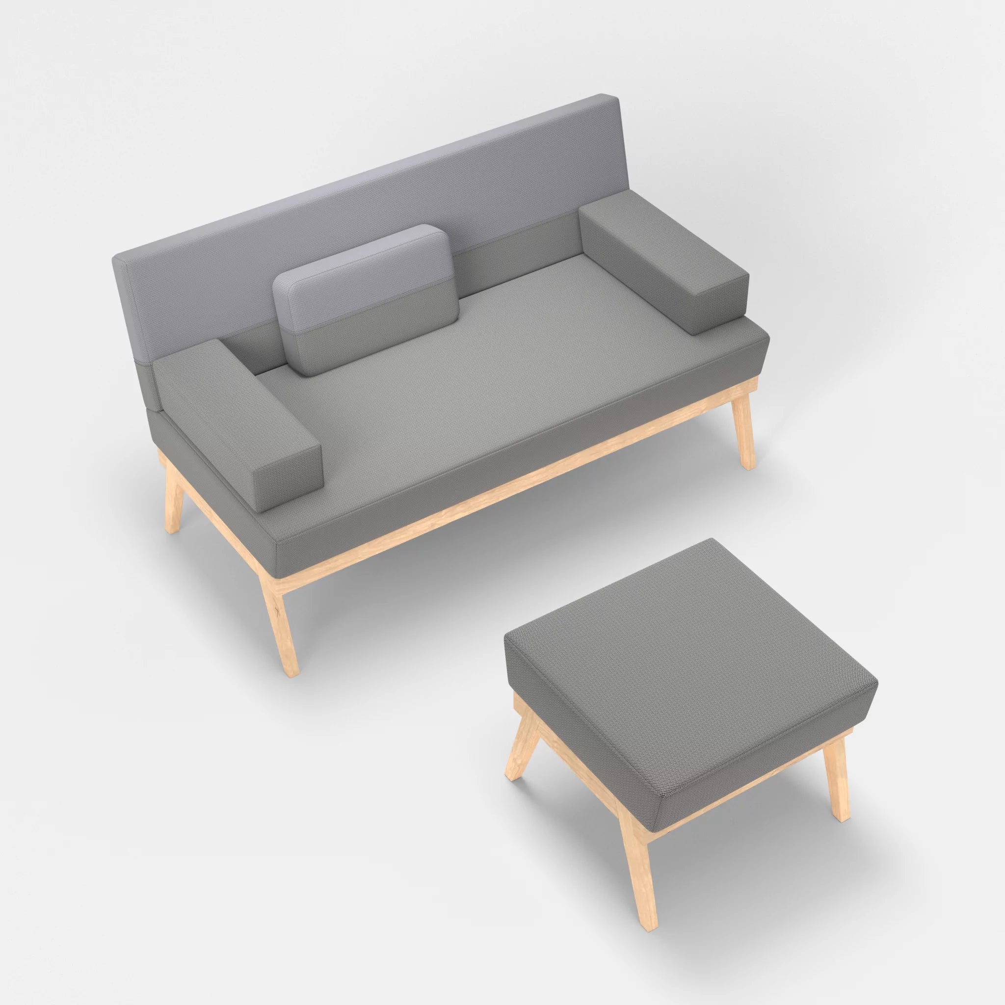2er Sitzsofa Bauz mit Pouf credozinn-credochalk in Mittelgrau und Hellgrau von oben