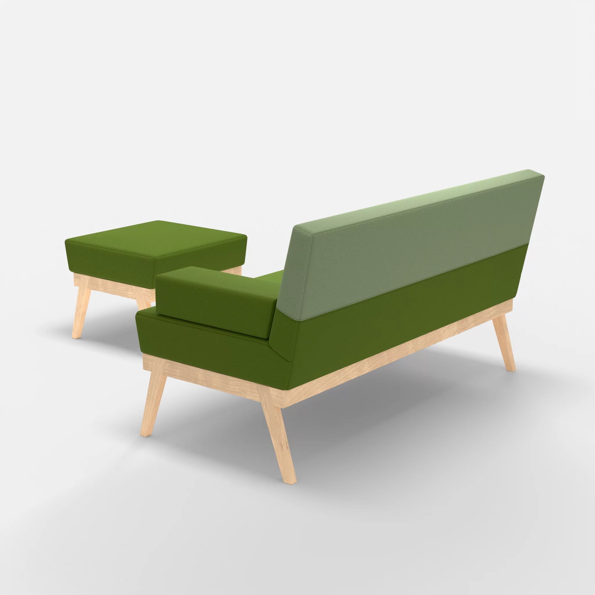 2er Sitzsofa Bauz mit Pouf dama0027-dama0042 in Grün und Hellgrün von hinten