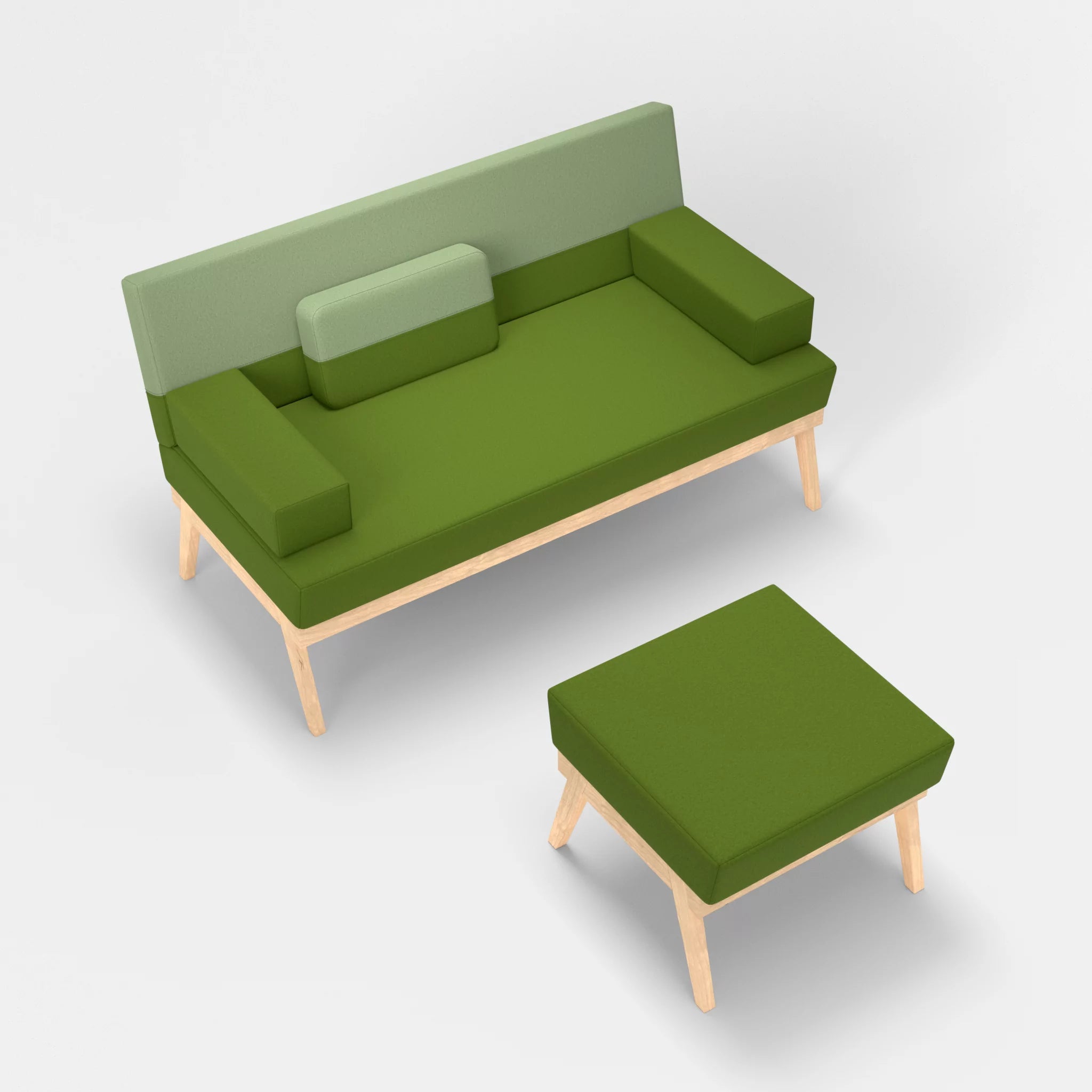 2er Sitzsofa Bauz mit Pouf dama0027-dama0042 in Grün und Hellgrün von oben