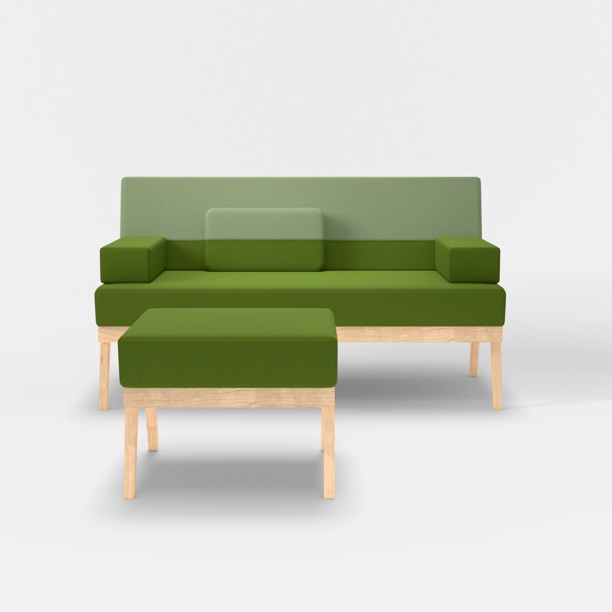 2er Sitzsofa Bauz mit Pouf dama0027-dama0042 in Grün und Hellgrün von vorne