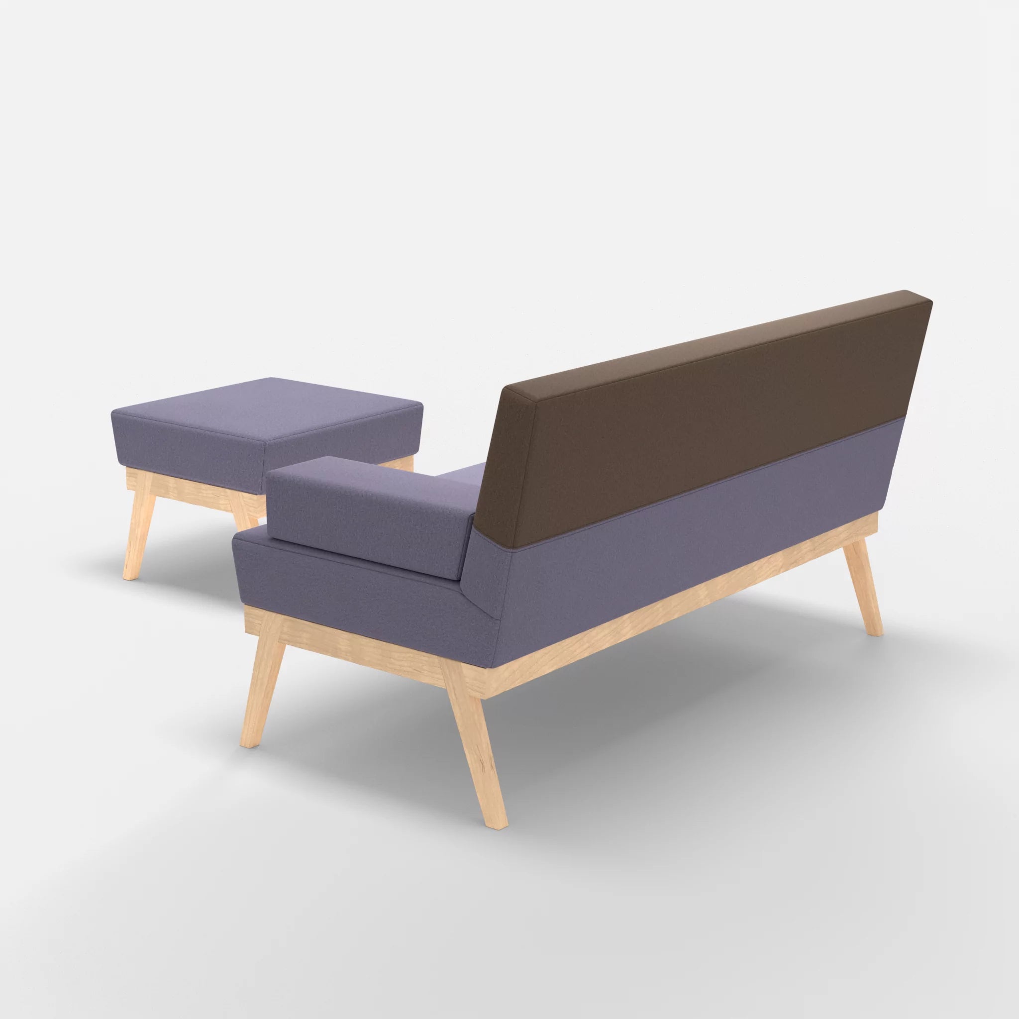2er Sitzsofa Bauz mit Pouf dama0039-dama0051 in Flieder und Braun von hinten