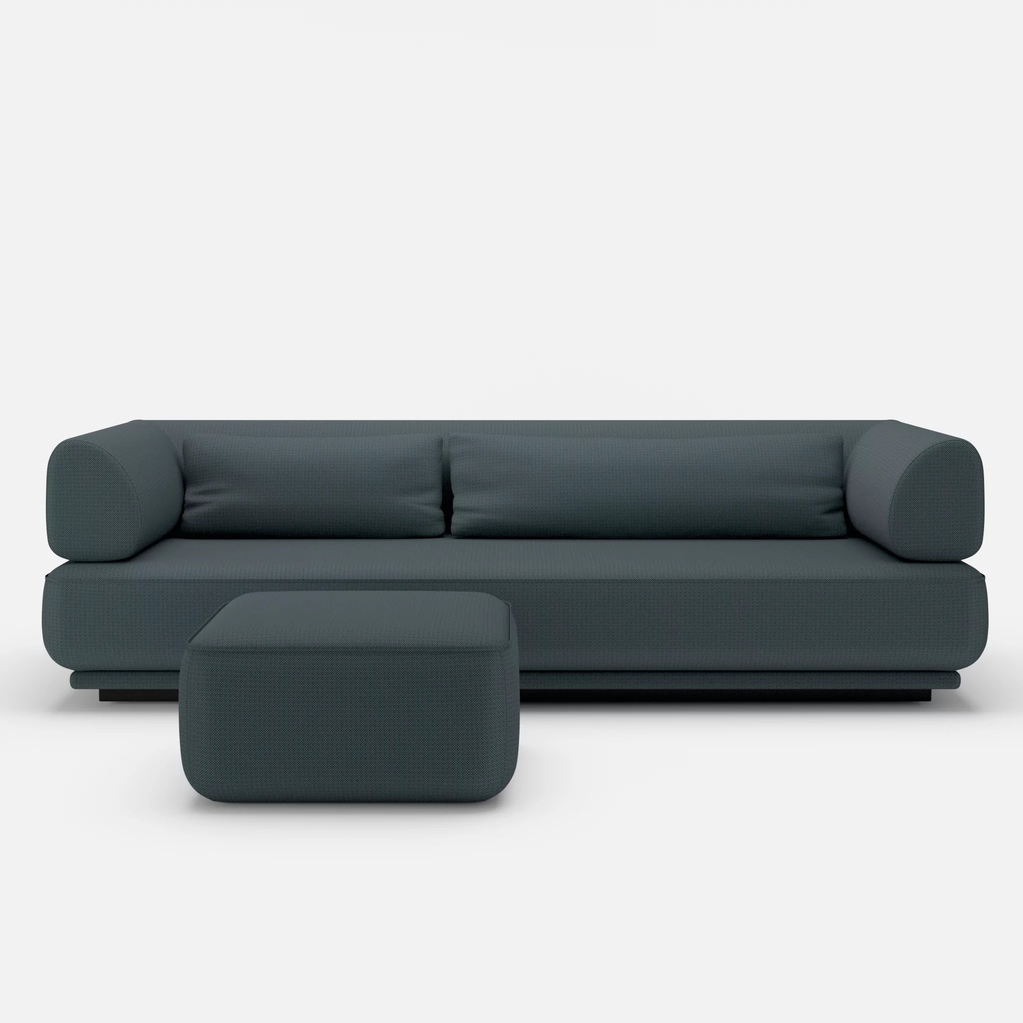 3 Sitzer Lounge Sofa Gordo mit Pouf credojaspis in Türkis von vorne