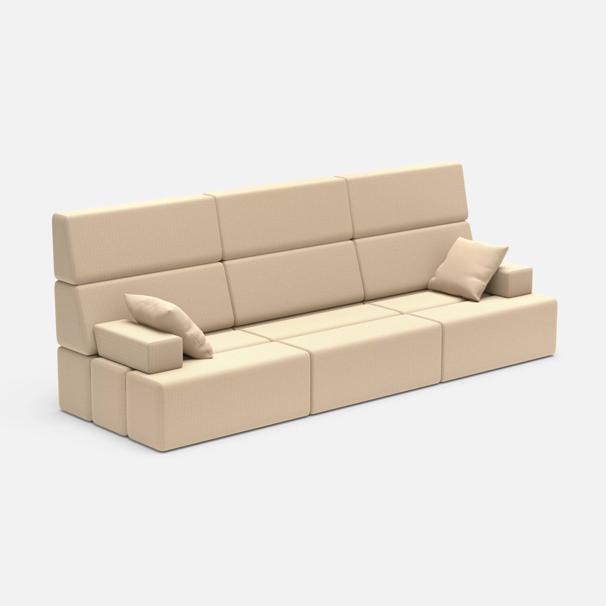 3 Sitzer Sofa Bricks 3 novumcocos in Hellbraun von der Seite