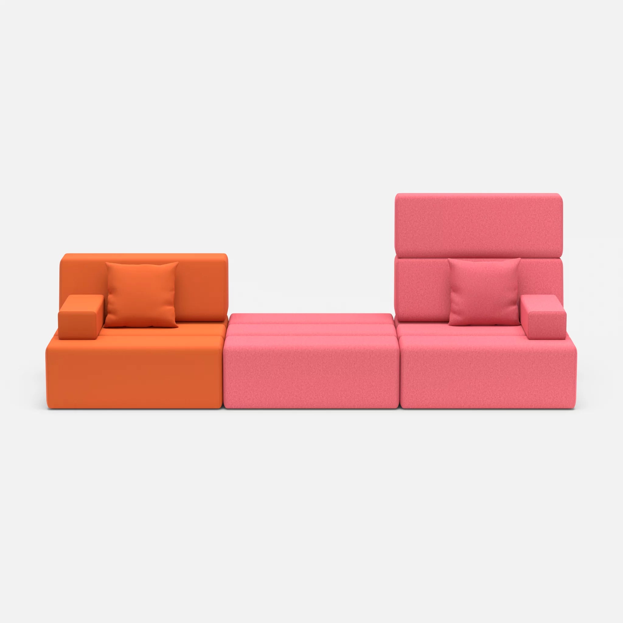 3 Sitzer Sofa Bricks 4 radio3094-dama0083 in Orange und Pink von vorne