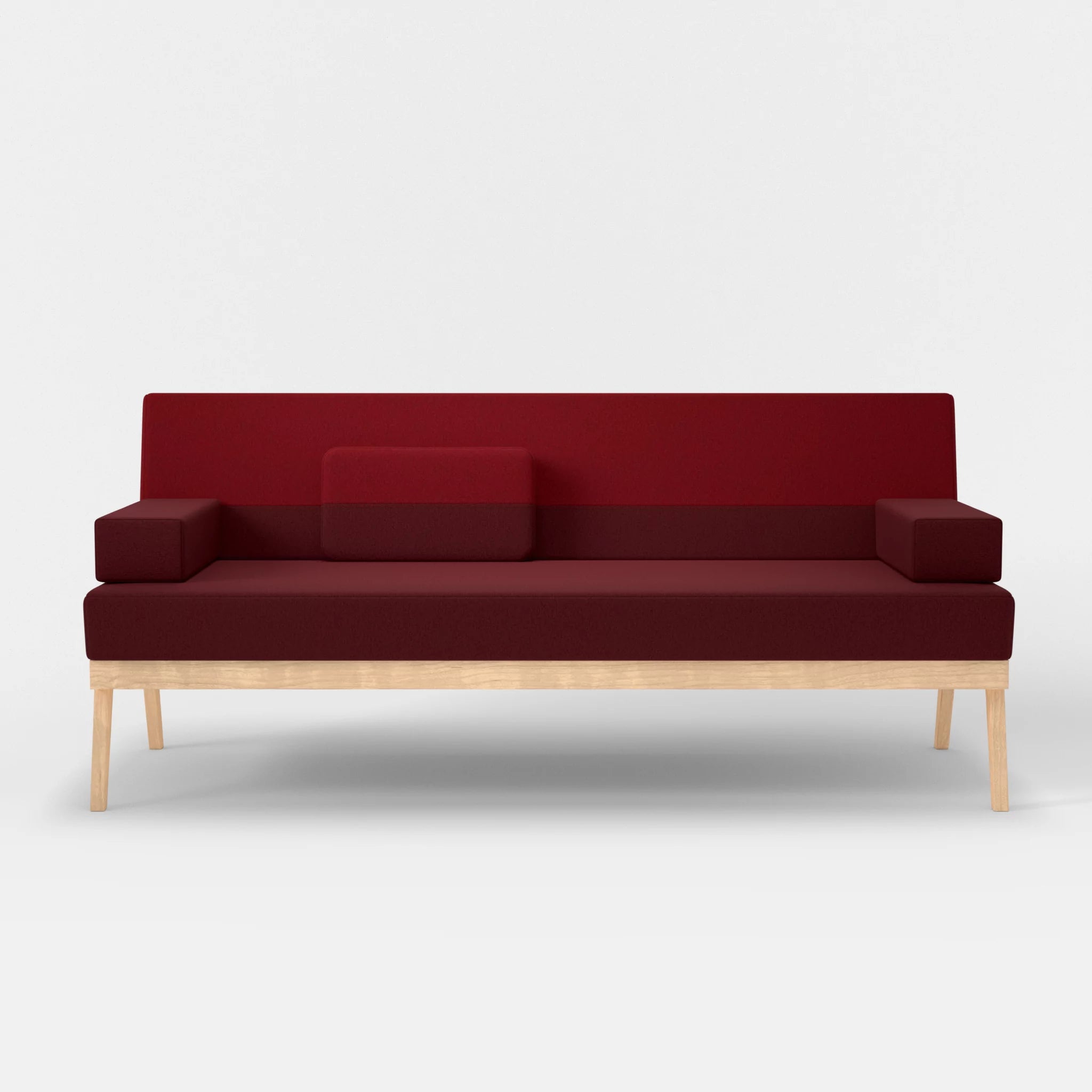 3er Sitzsofa Bauz dama0034-dama0053 in Bordeaux und Rot von vorne