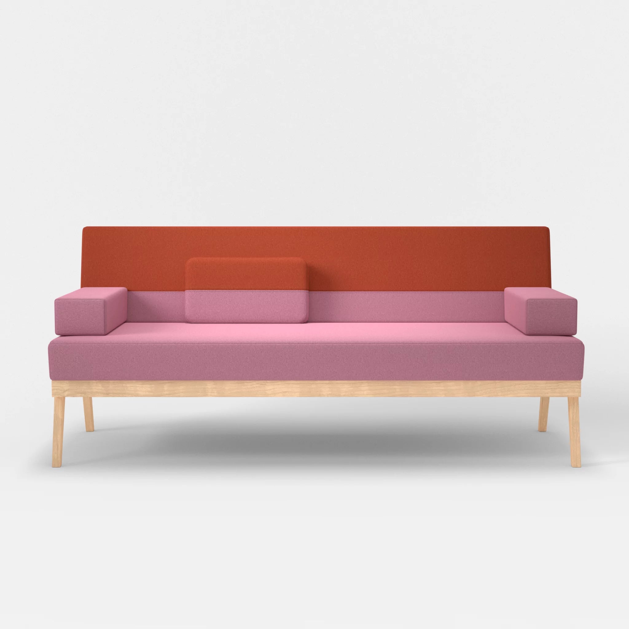 3er Sitzsofa Bauz dama0084-dama0062 in Rosa und Orange von vorne