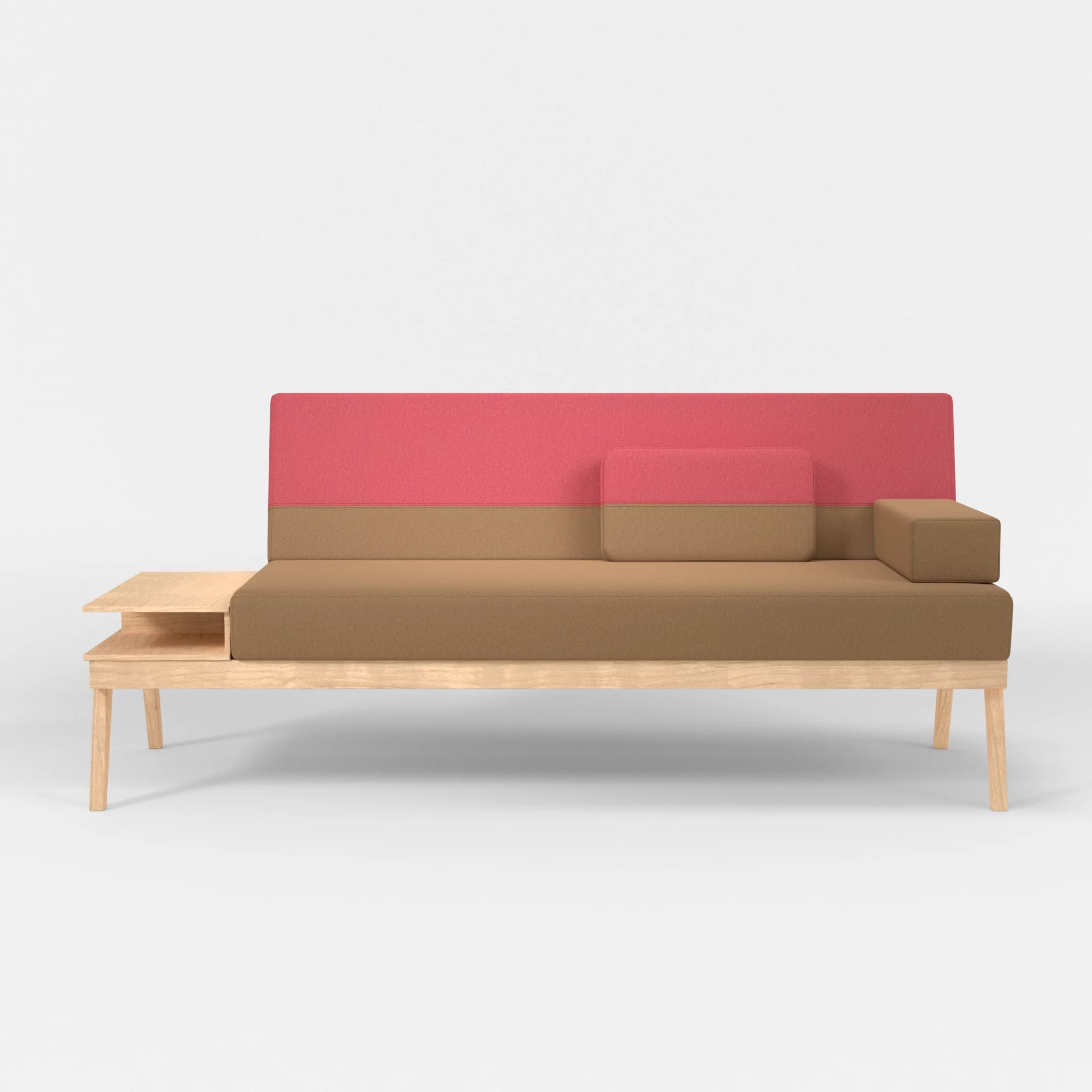3er Sitzsofa Bauz mit Ablage links dama0056-dama0083 in Beige und Pink von vorne