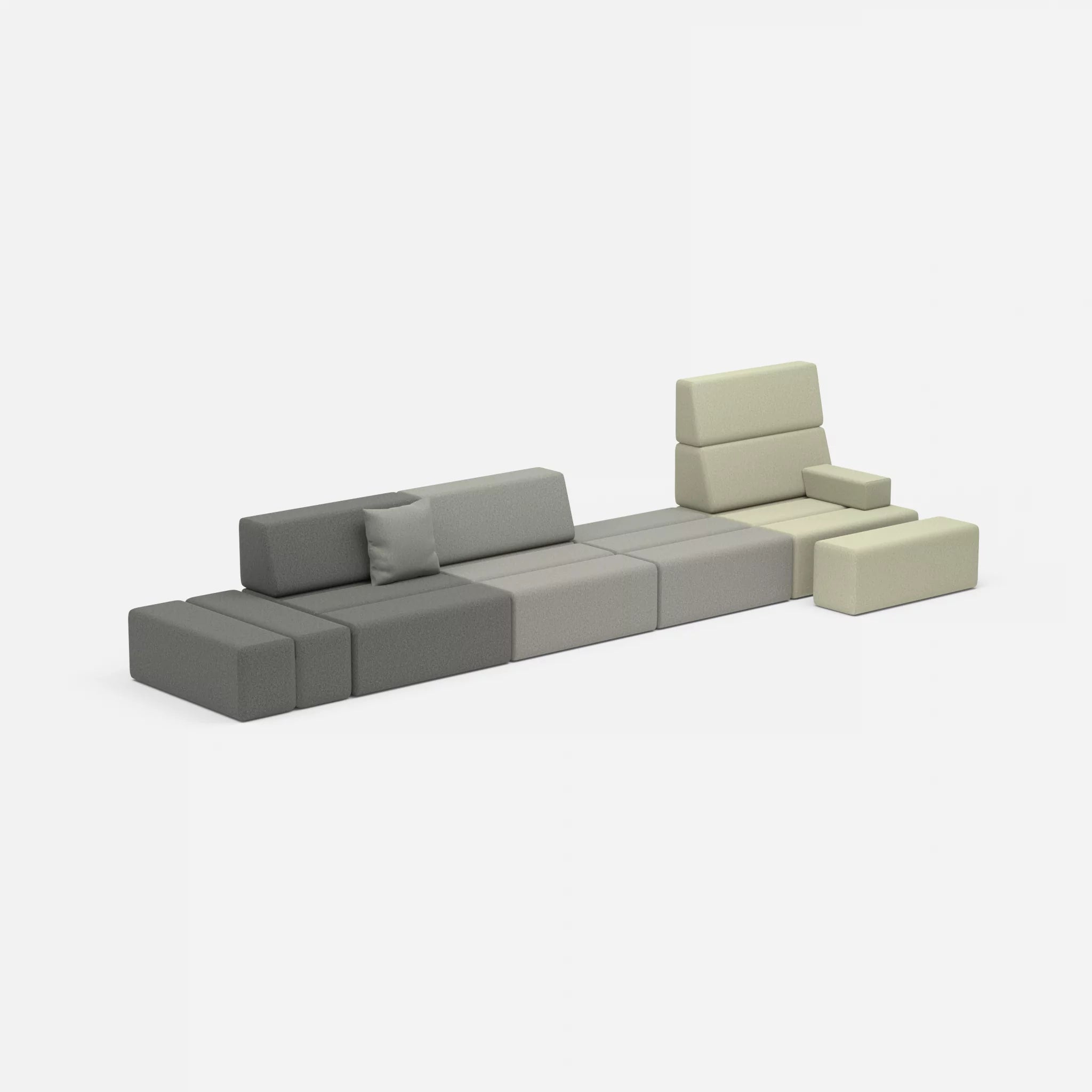 4 Sitzer Sofa Bricks 1 dama0004-dama0003 in Dunkelgrau und Mittelgrau von der Seite