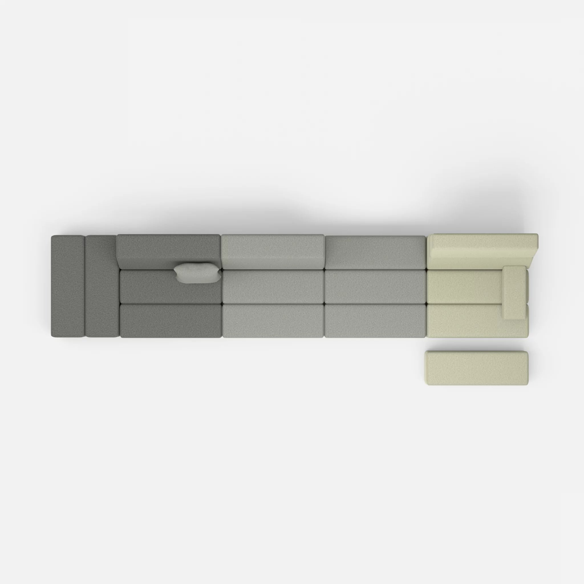4 Sitzer Sofa Bricks 1 dama0004-dama0003 in Dunkelgrau und Mittelgrau von oben