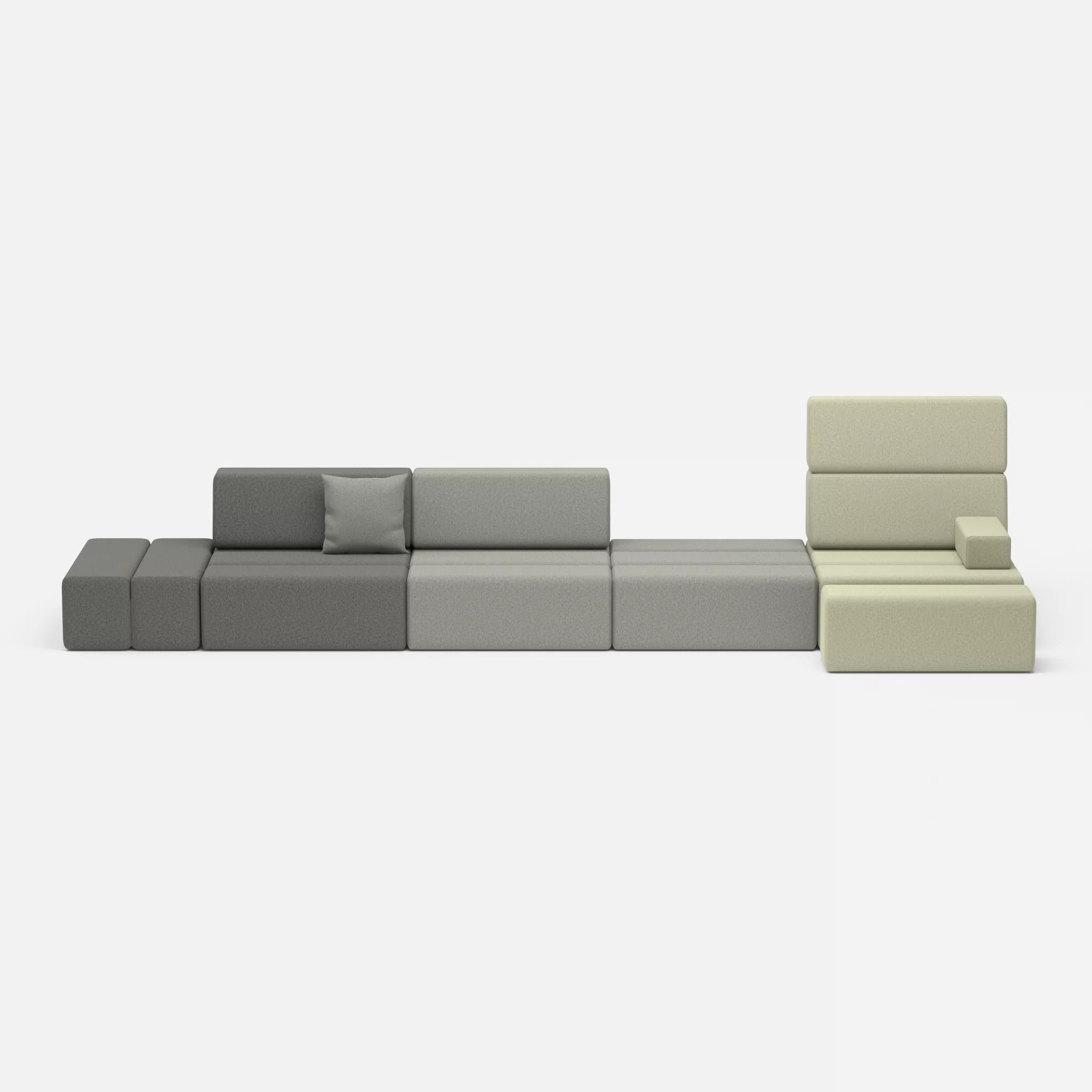 4 Sitzer Sofa Bricks 1 dama0004-dama0003 in Dunkelgrau und Mittelgrau von vorne