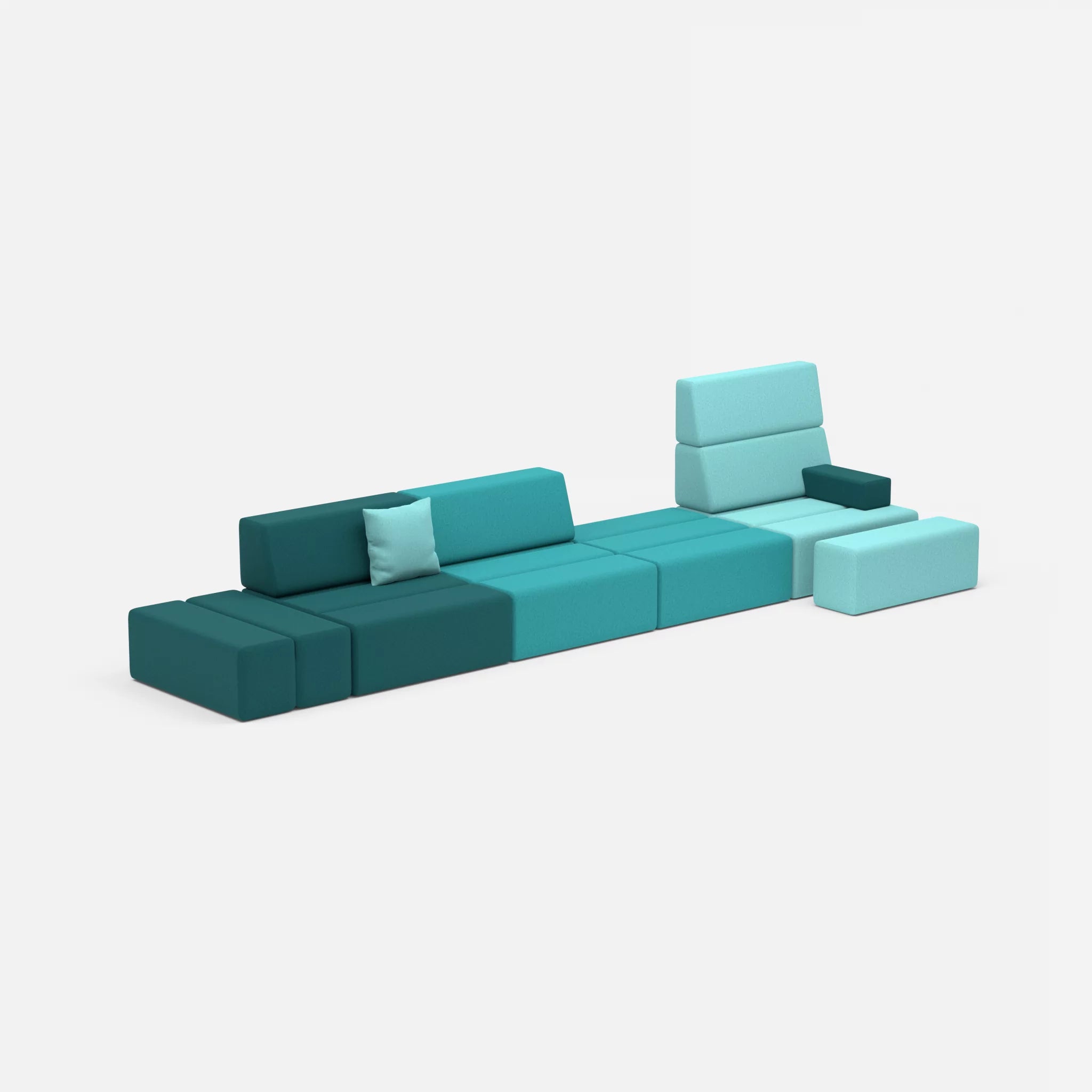 4 Sitzer Sofa Bricks 1 dama0018-dama0076 in Türkis und Türkis von der Seite