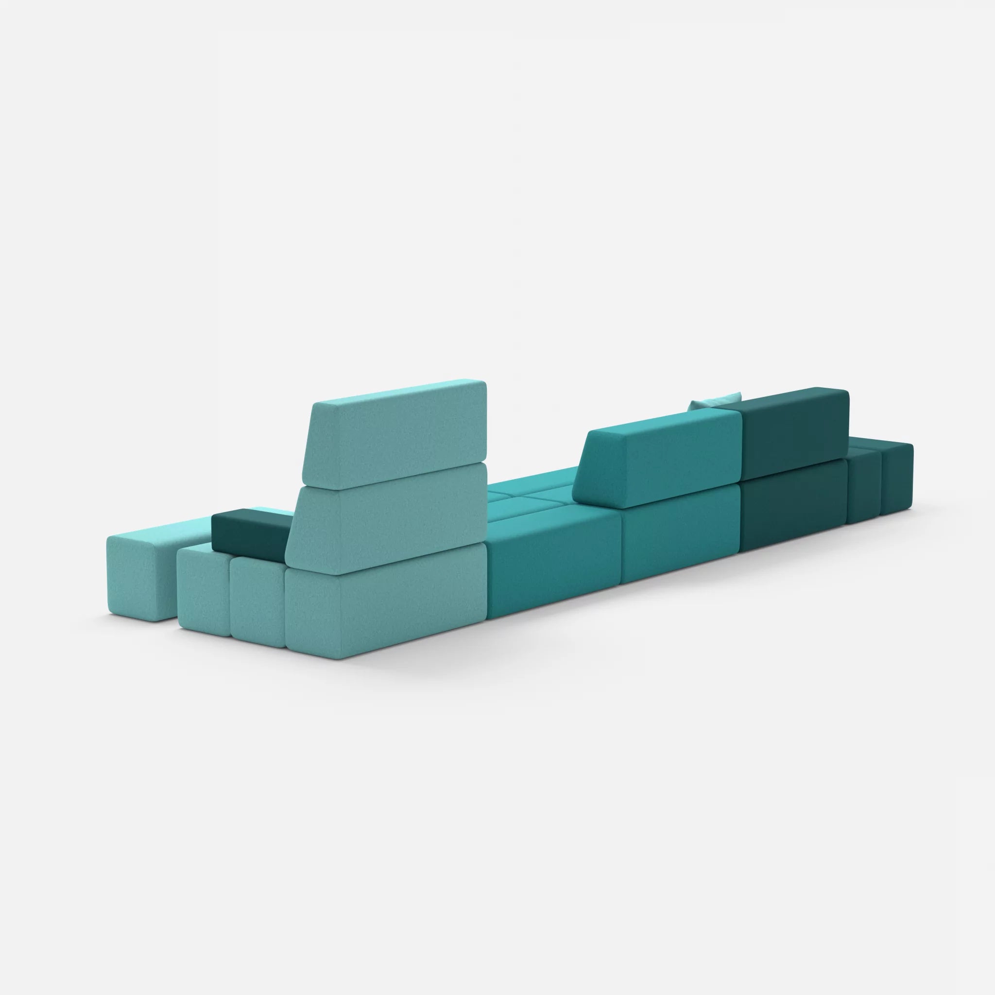4 Sitzer Sofa Bricks 1 dama0018-dama0076 in Türkis und Türkis von hinten