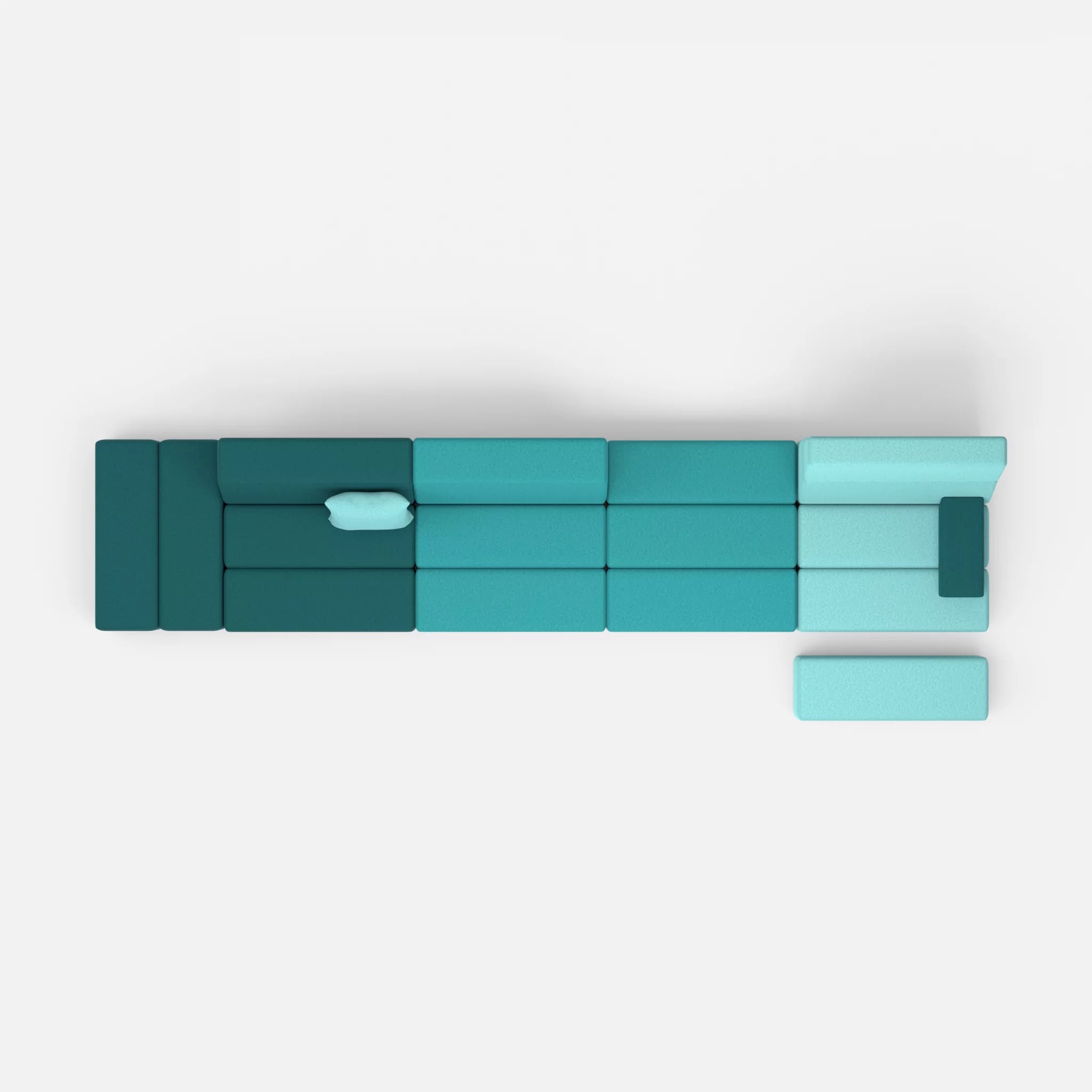 4 Sitzer Sofa Bricks 1 dama0018-dama0076 in Türkis und Türkis von oben