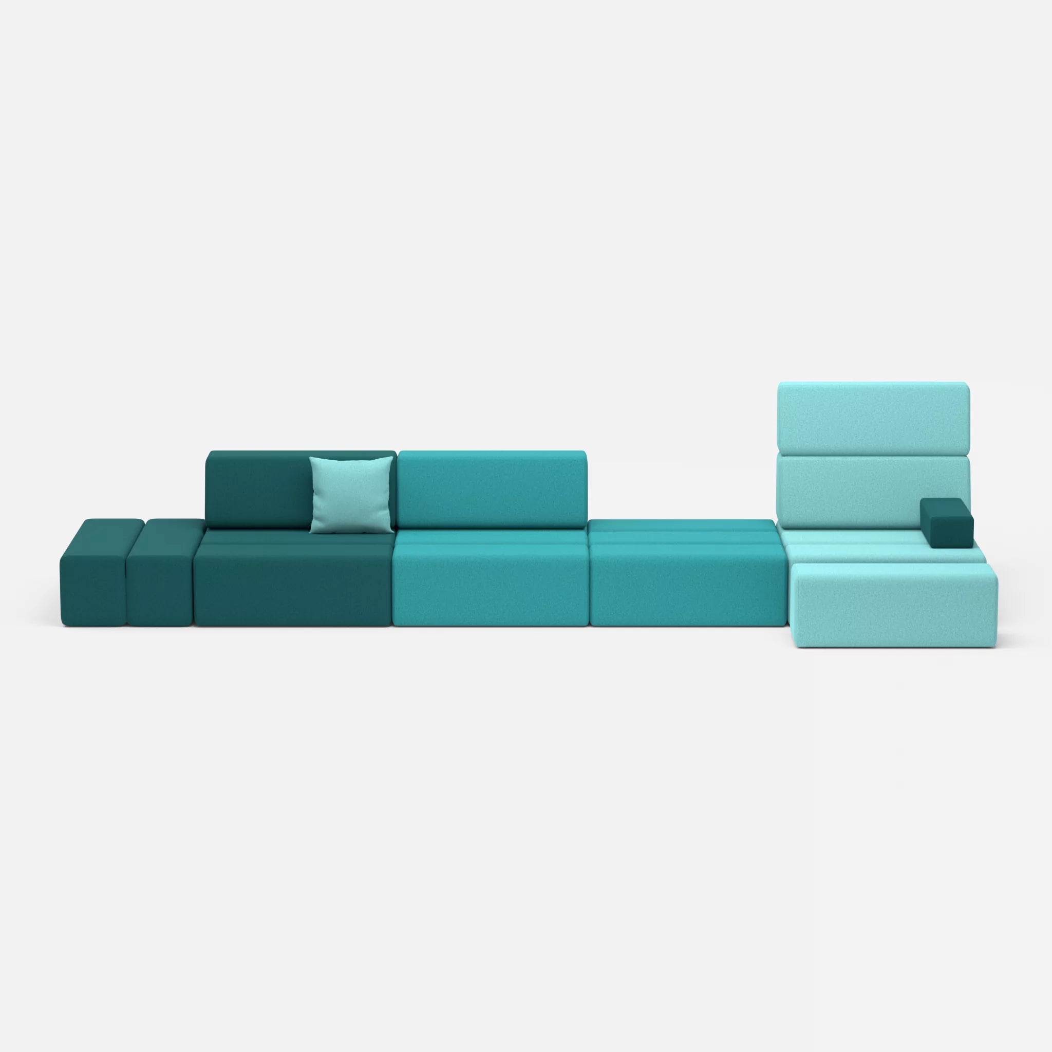 4 Sitzer Sofa Bricks 1 dama0018-dama0076 in Türkis und Türkis von vorne