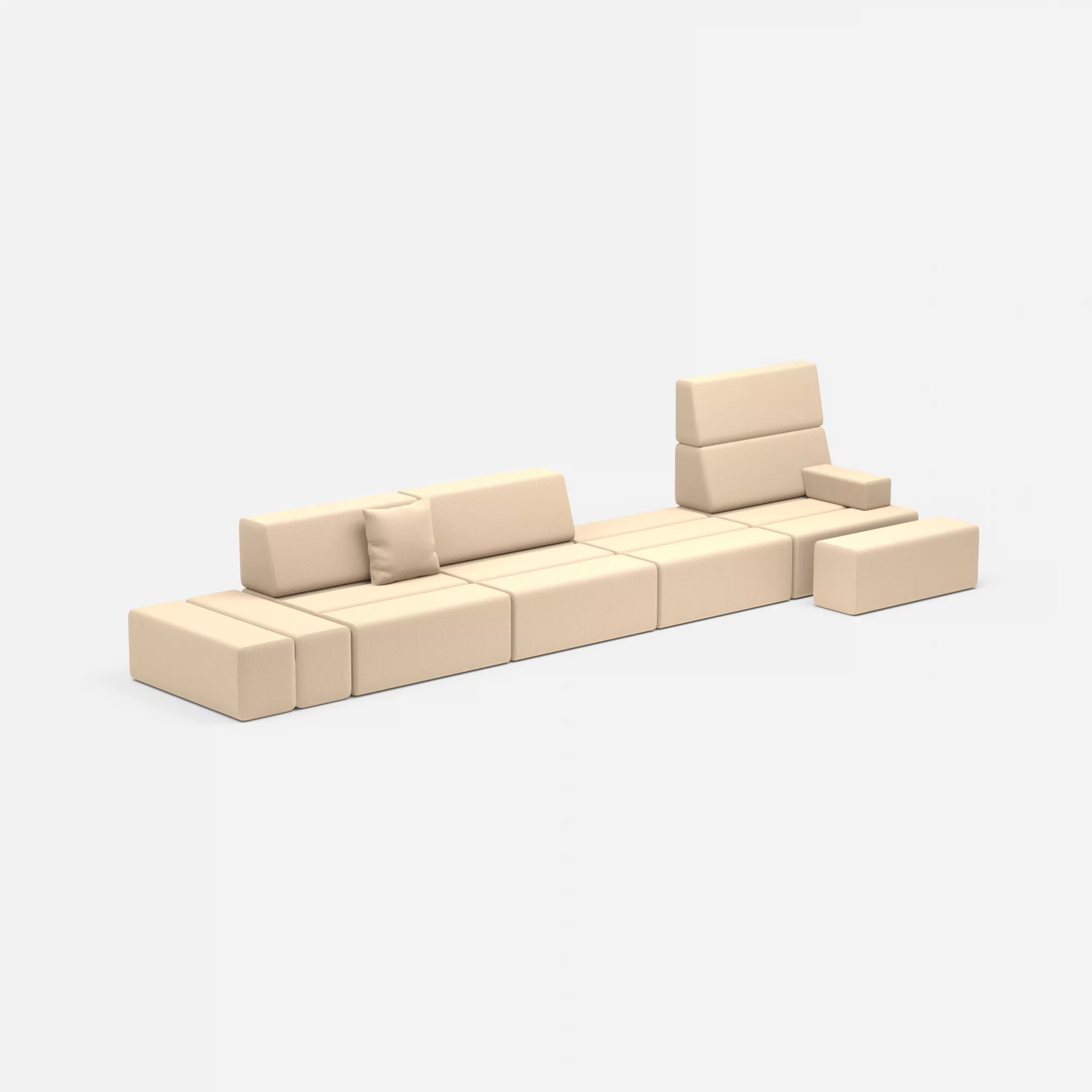 4 Sitzer Sofa Bricks 1 novumcocos in Hellbraun von der Seite