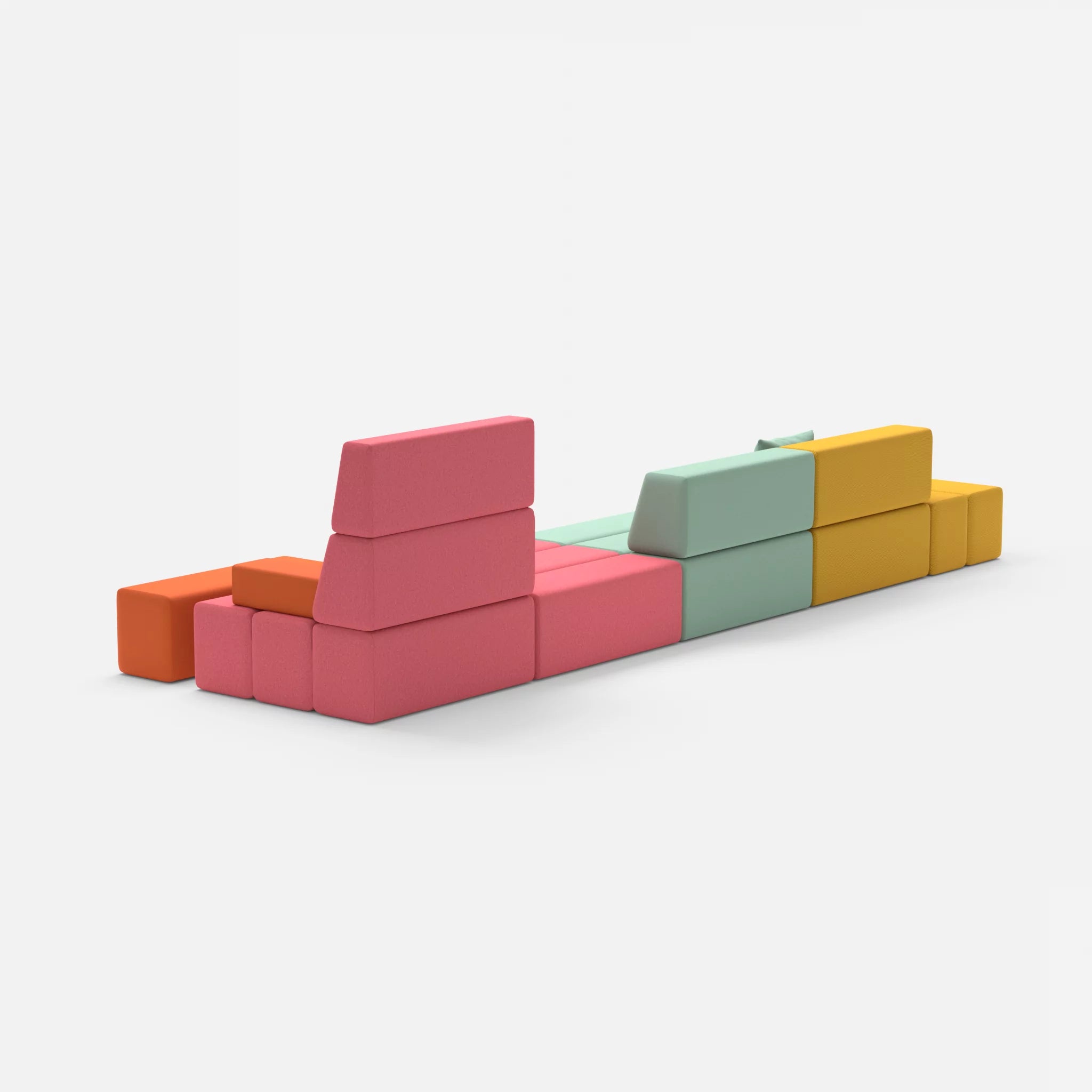 4 Sitzer Sofa Bricks 1 novumcurry-dama0083 in Curry und Pink von hinten