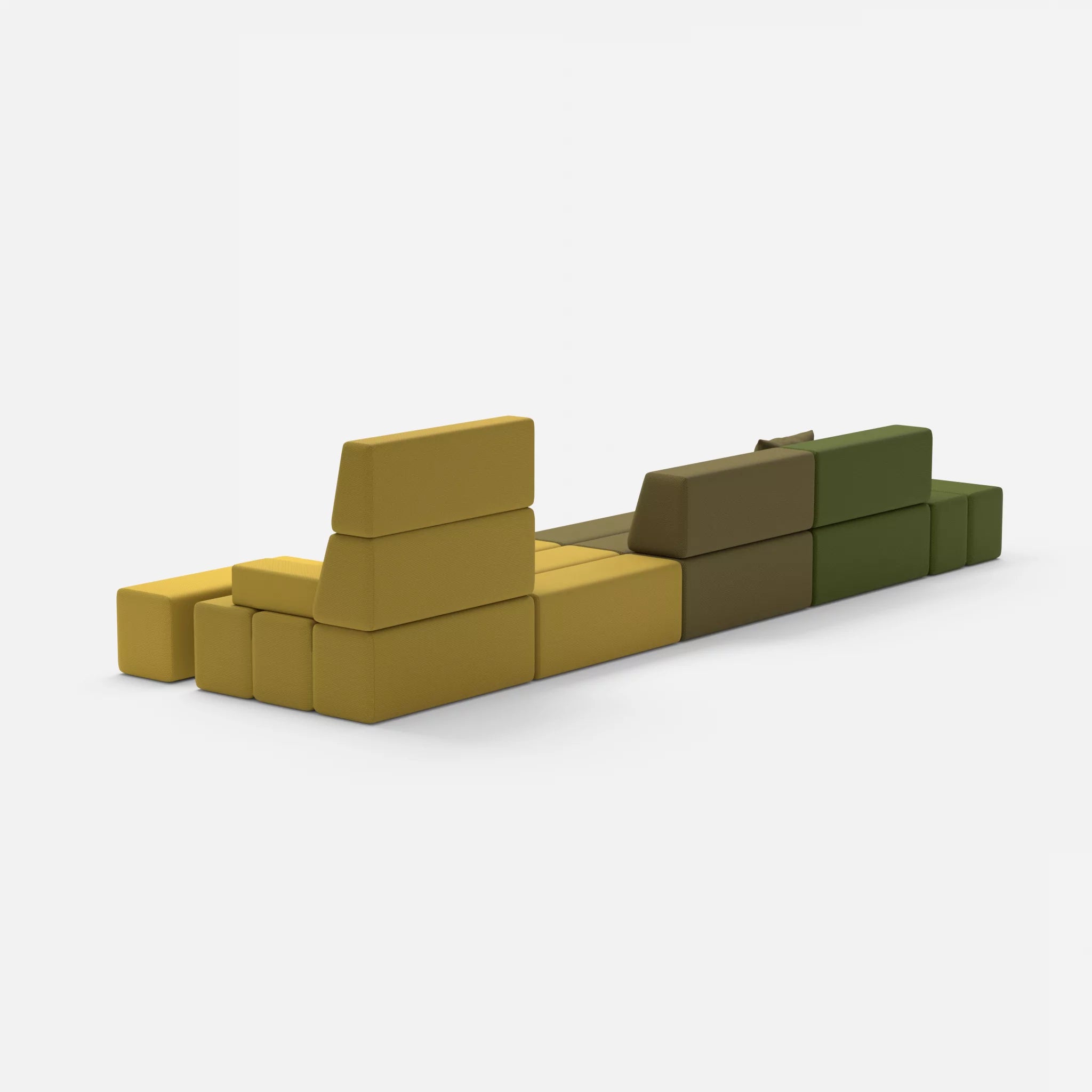 4 Sitzer Sofa Bricks 1 novummoss-novumtivoli in Grün und Hellgrün von hinten