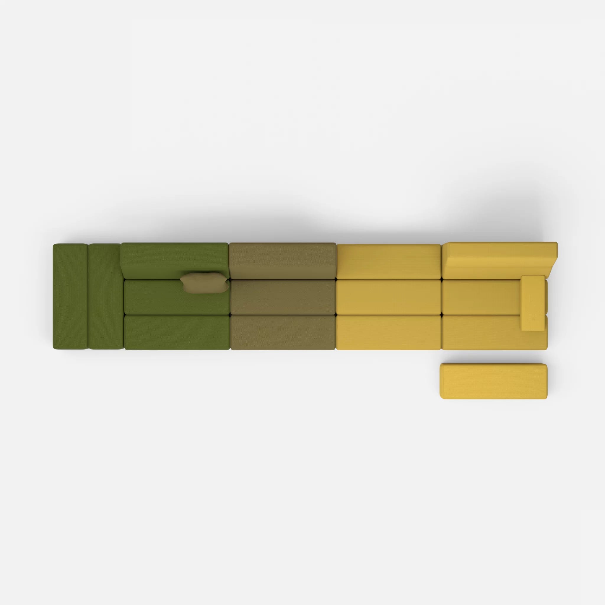 4 Sitzer Sofa Bricks 1 novummoss-novumtivoli in Grün und Hellgrün von oben