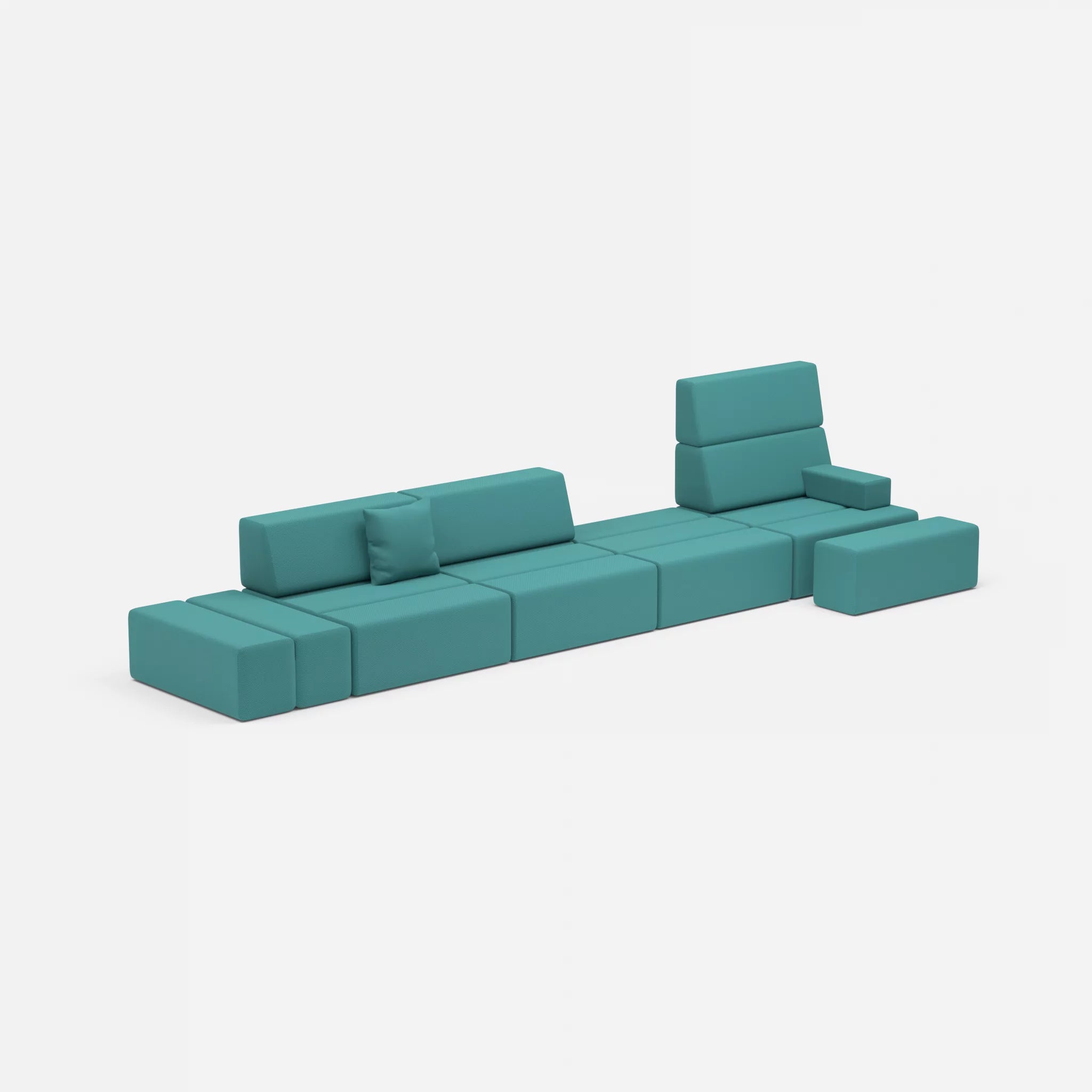 4 Sitzer Sofa Bricks 1 novumprisma in Türkis von der Seite