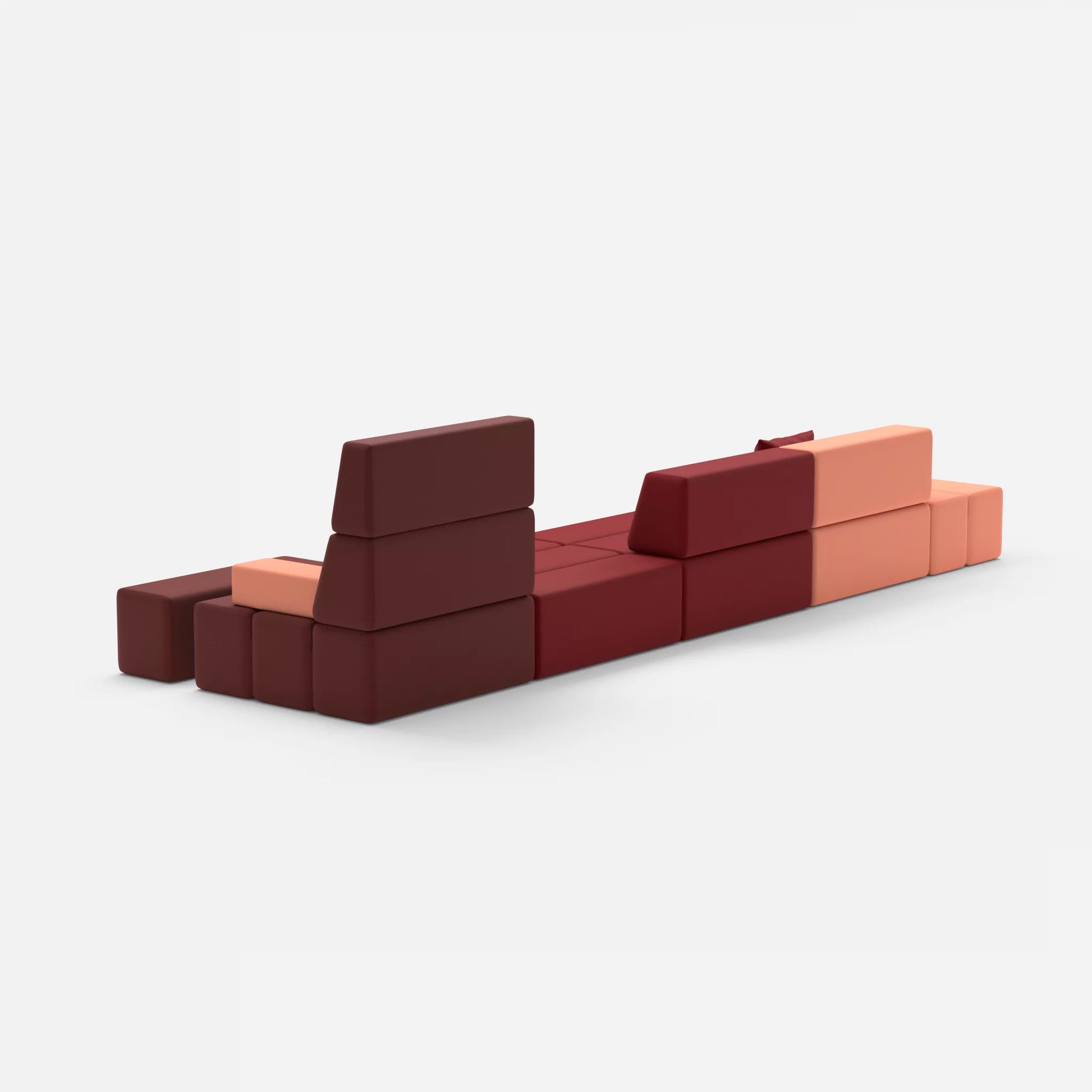 4 Sitzer Sofa Bricks 1 radio4046-radio4028 in Coral und Rot von hinten