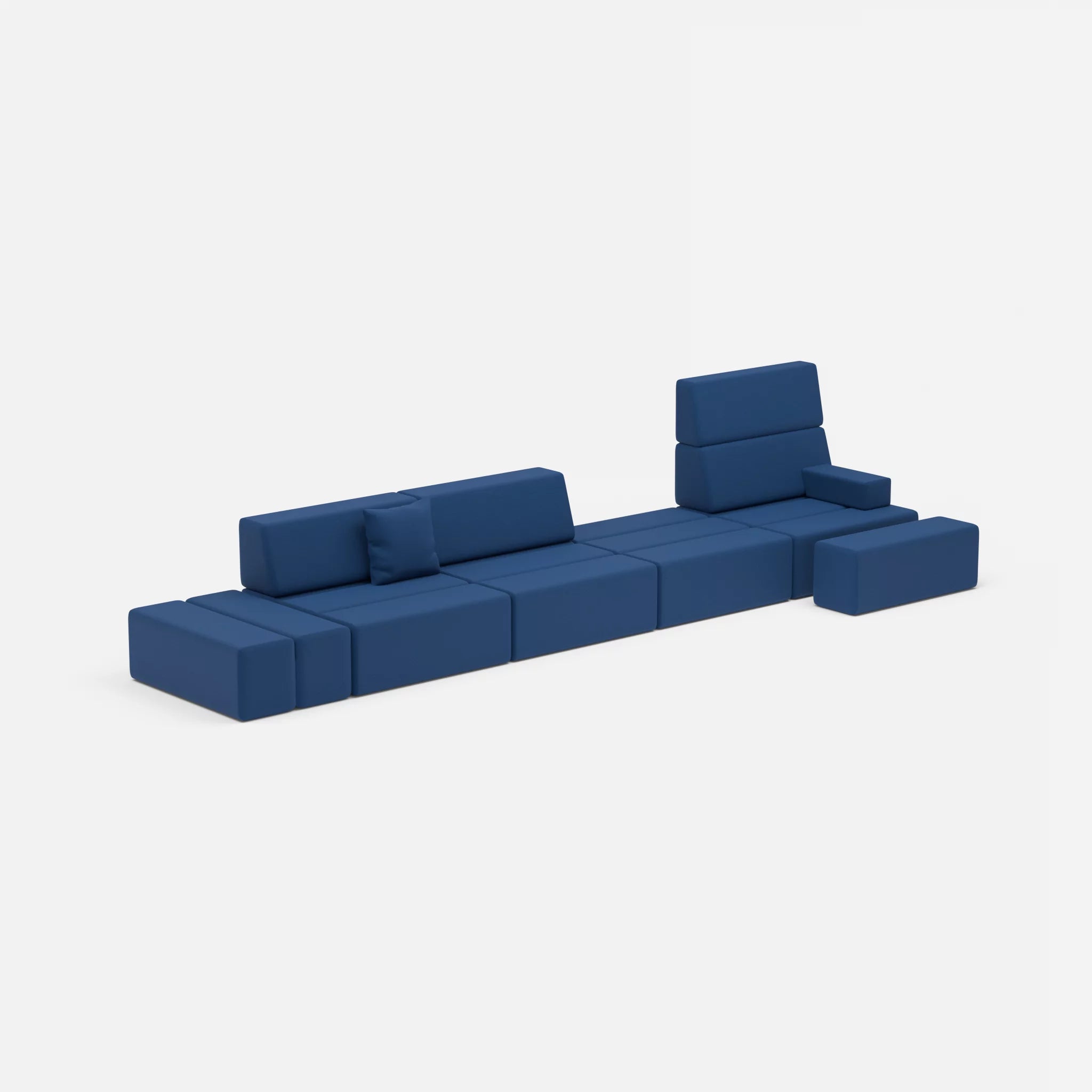 4 Sitzer Sofa Bricks 1 radio6512 in Dunkelblau von der Seite