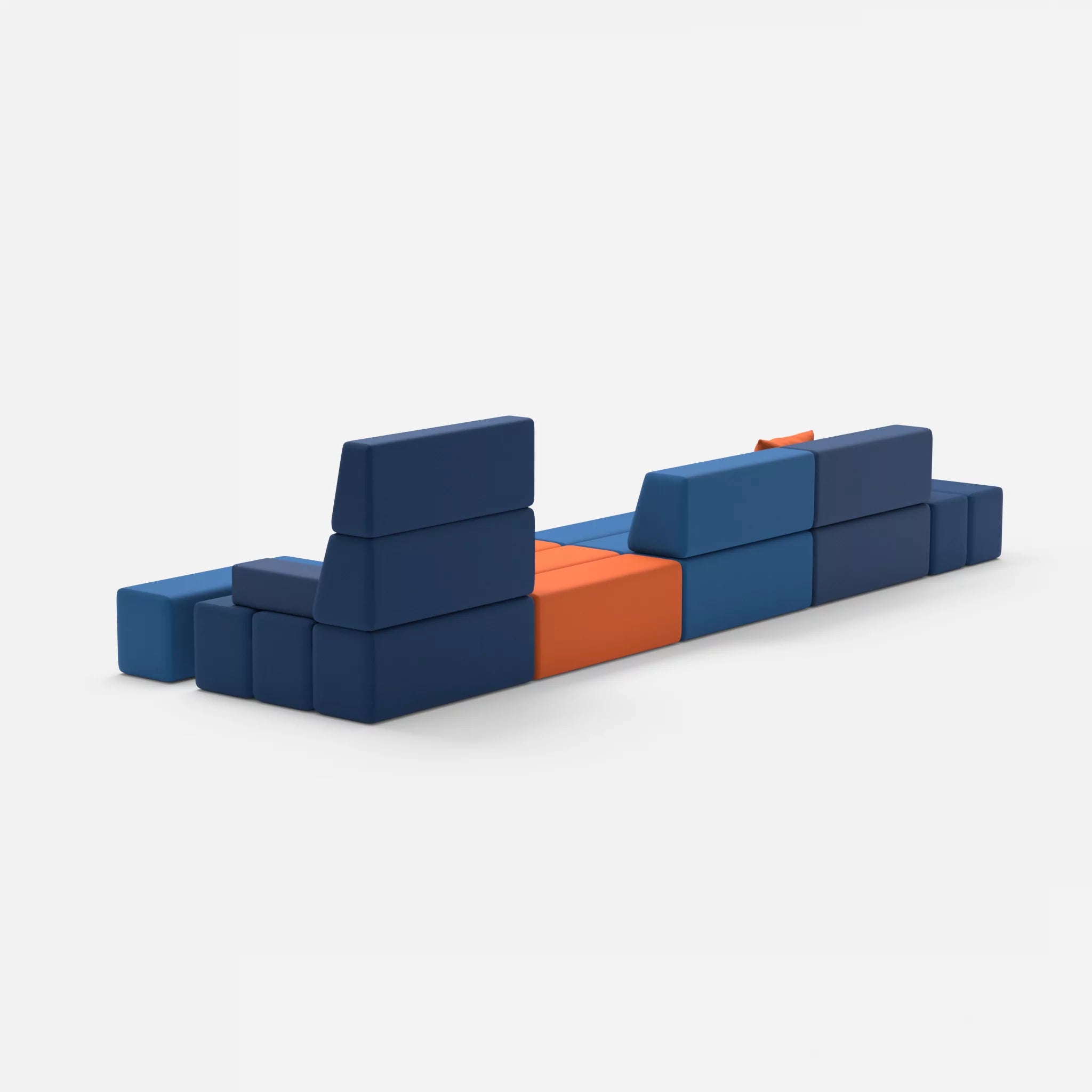 4 Sitzer Sofa Bricks 1 radio6512-radio3094 in Dunkelblau und Orange von hinten