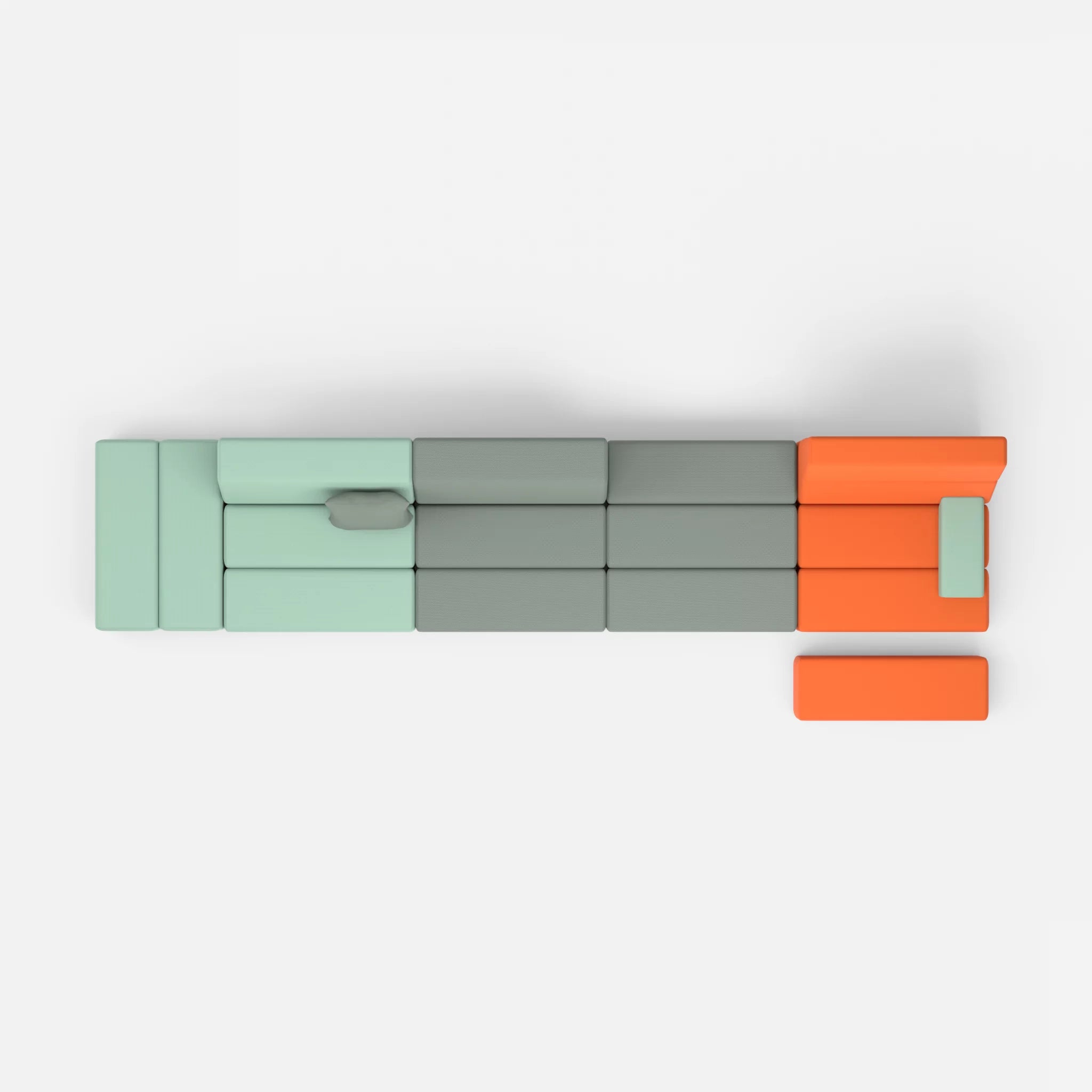 4 Sitzer Sofa Bricks 1 radio7045-novumdelphi in Hellblau und Graublau von oben