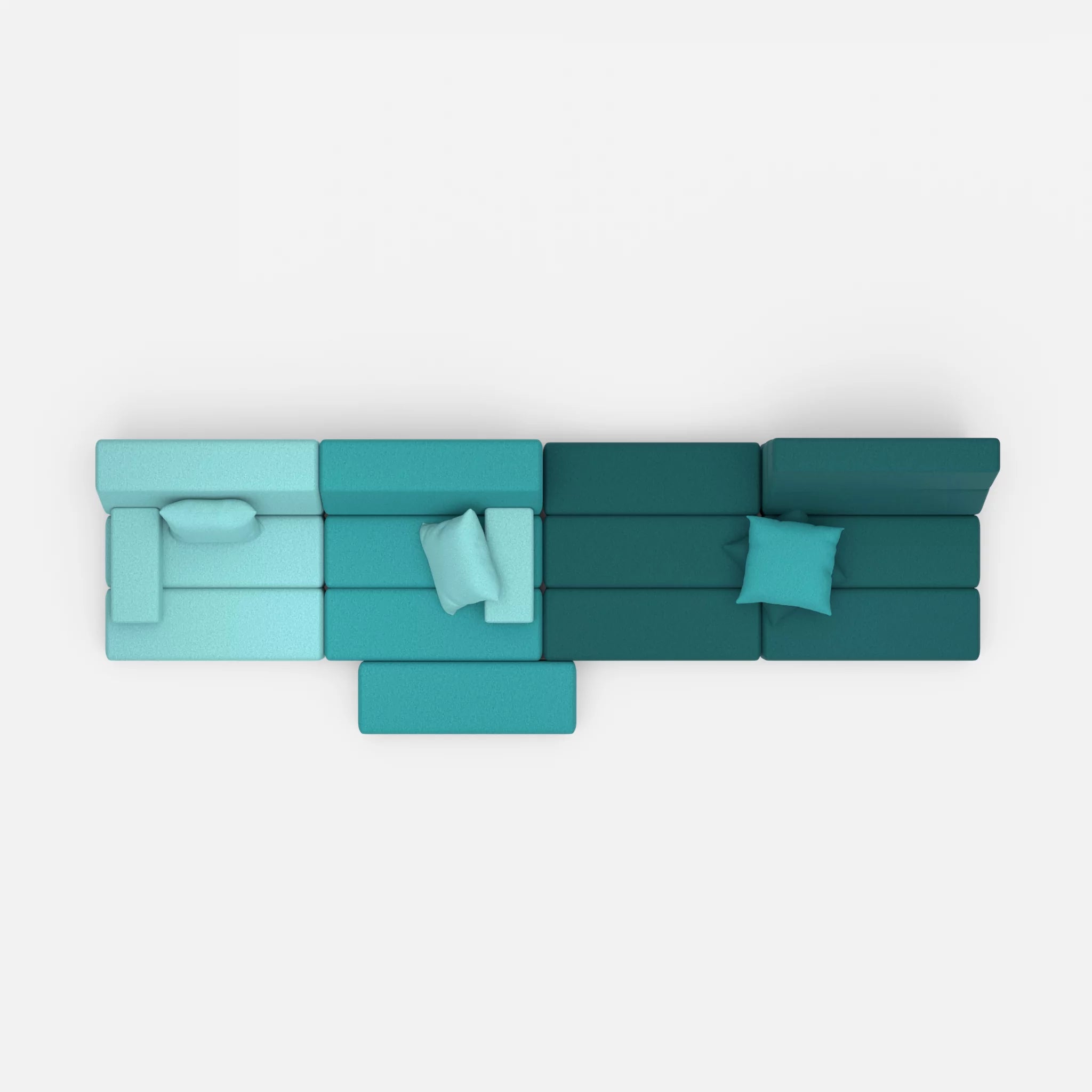 4 Sitzer Sofa Bricks 3 dama0030-dama0018 in Türkis und Türkis von oben