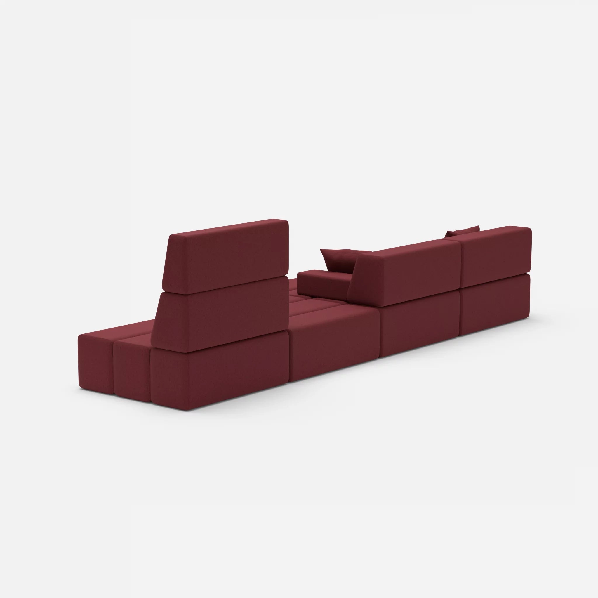 4 Sitzer Sofa Bricks 3 dama0034 in Bordeaux von hinten