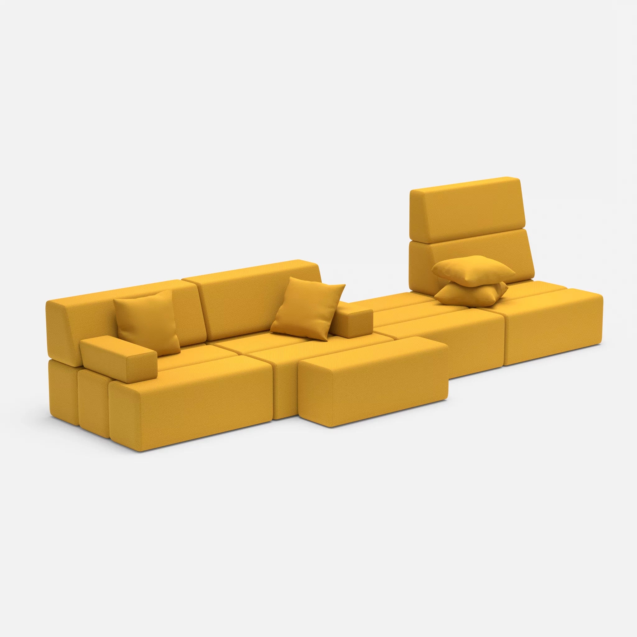 4 Sitzer Sofa Bricks 3 novumcurry in Curry von der Seite