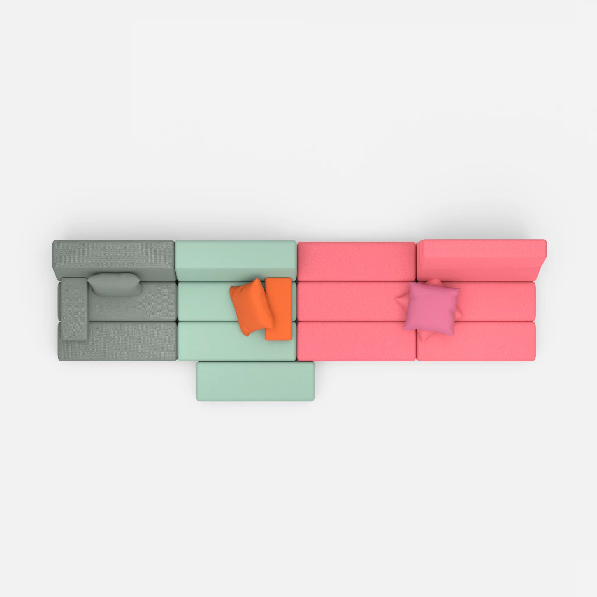 4 Sitzer Sofa Bricks 3 novumdelphi-dama0083 in Graublau und Pink von oben