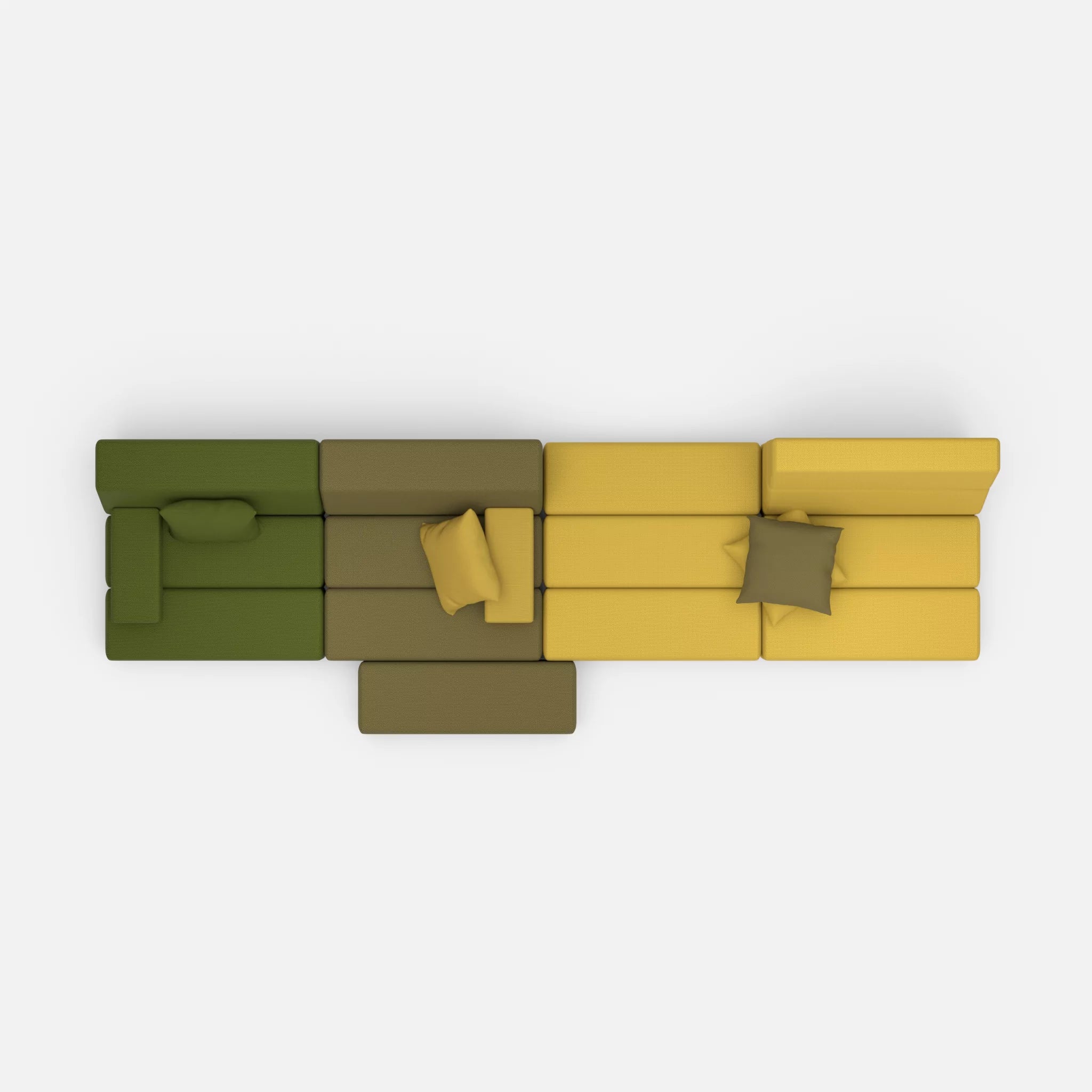 4 Sitzer Sofa Bricks 3 novummoss-novumpear in Grün und Gelb von oben