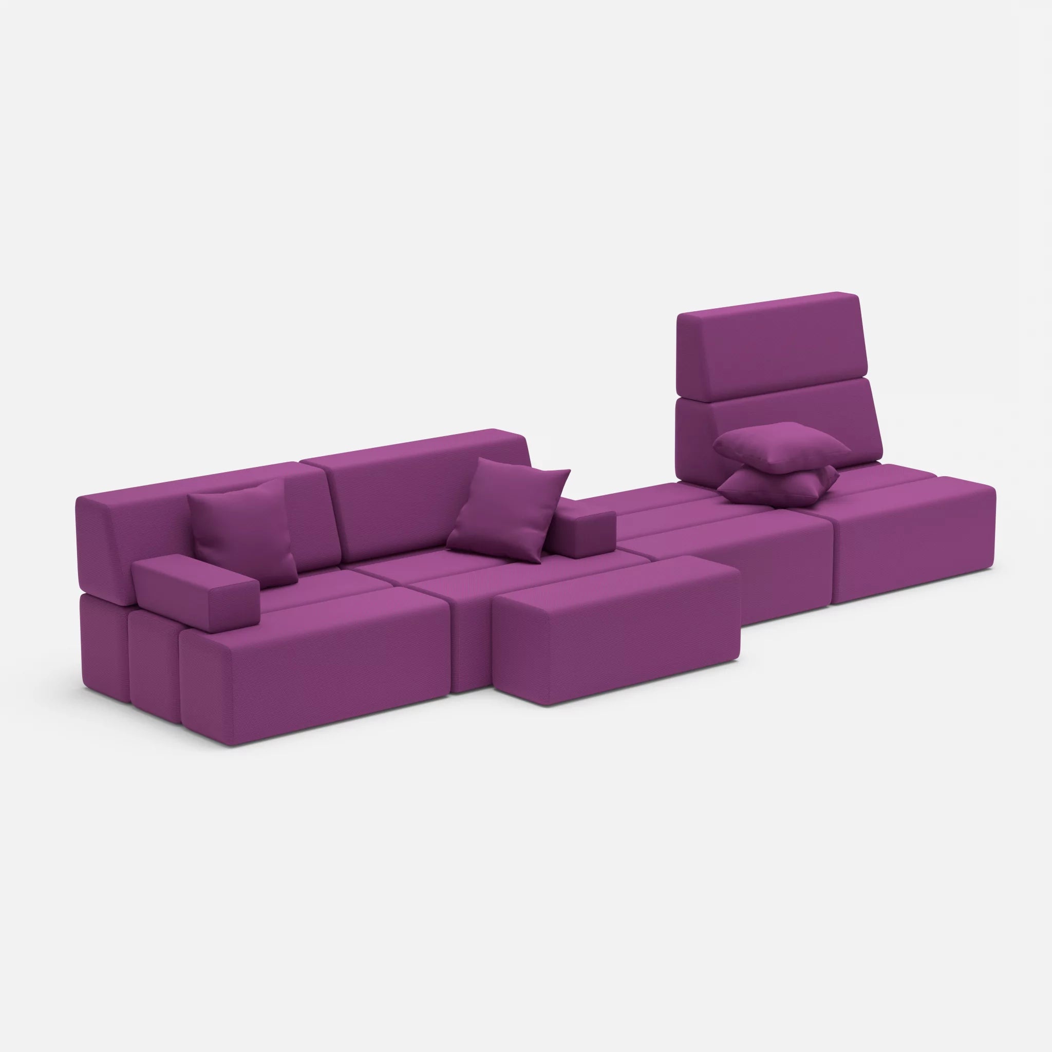 4 Sitzer Sofa Bricks 3 novumviola in Violett von der Seite