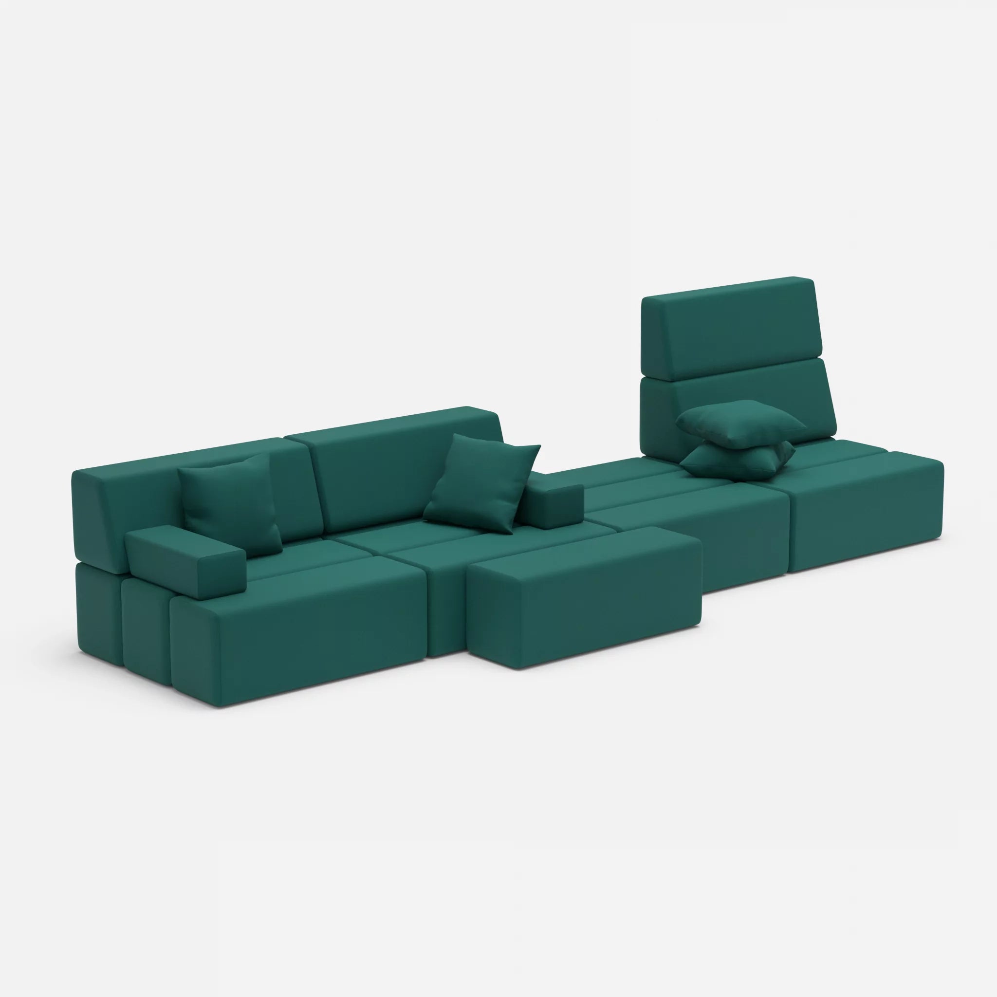 4 Sitzer Sofa Bricks 3 radio6015 in Türkis von der Seite
