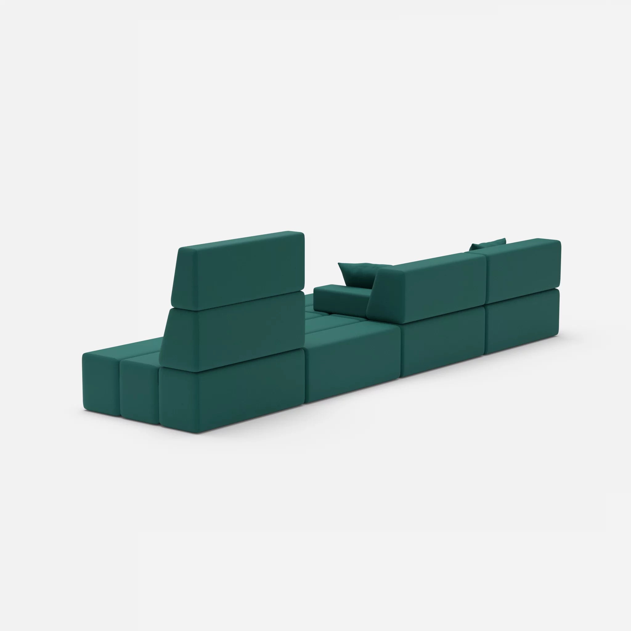 4 Sitzer Sofa Bricks 3 radio6015 in Türkis von hinten