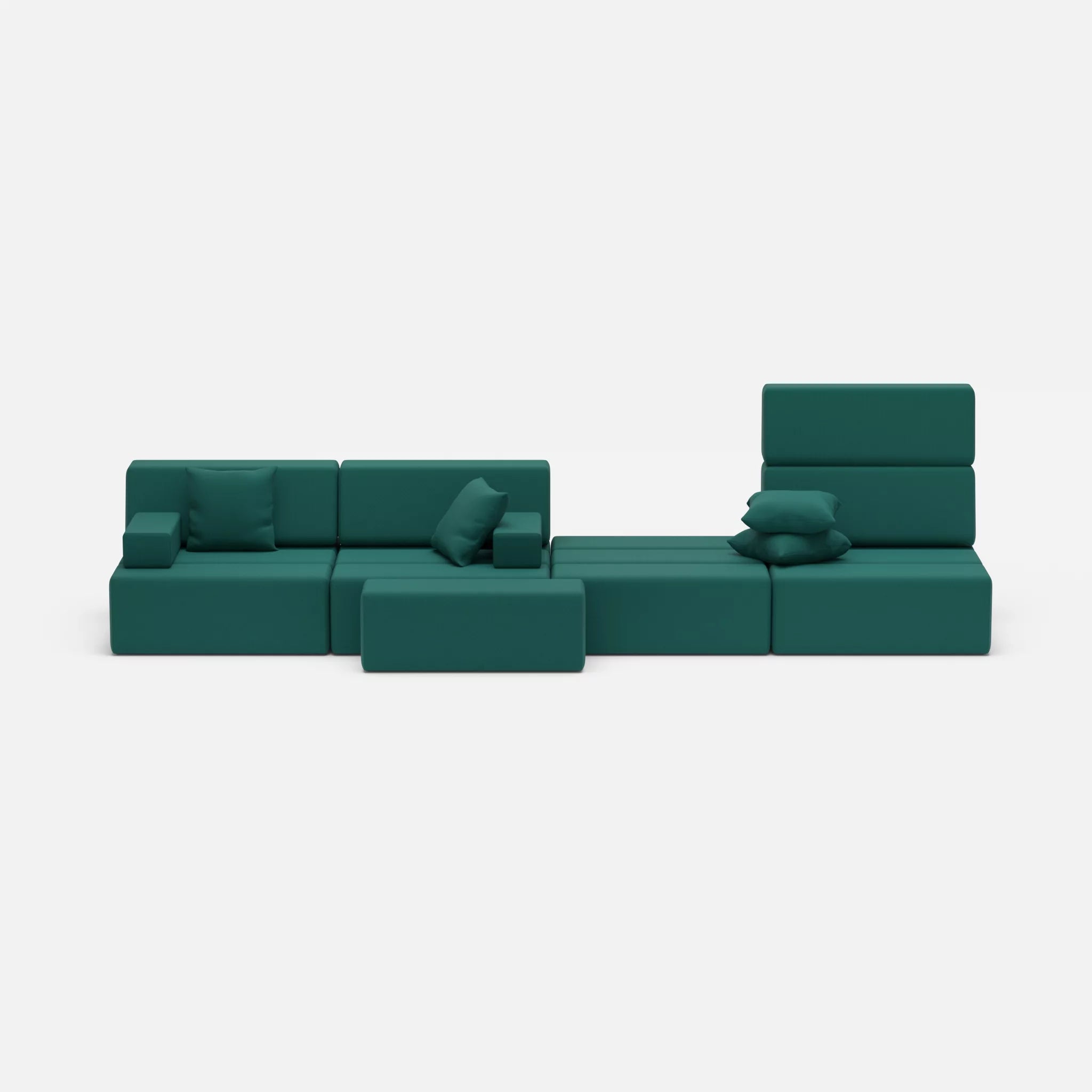 4 Sitzer Sofa Bricks 3 radio6015 in Türkis von vorne