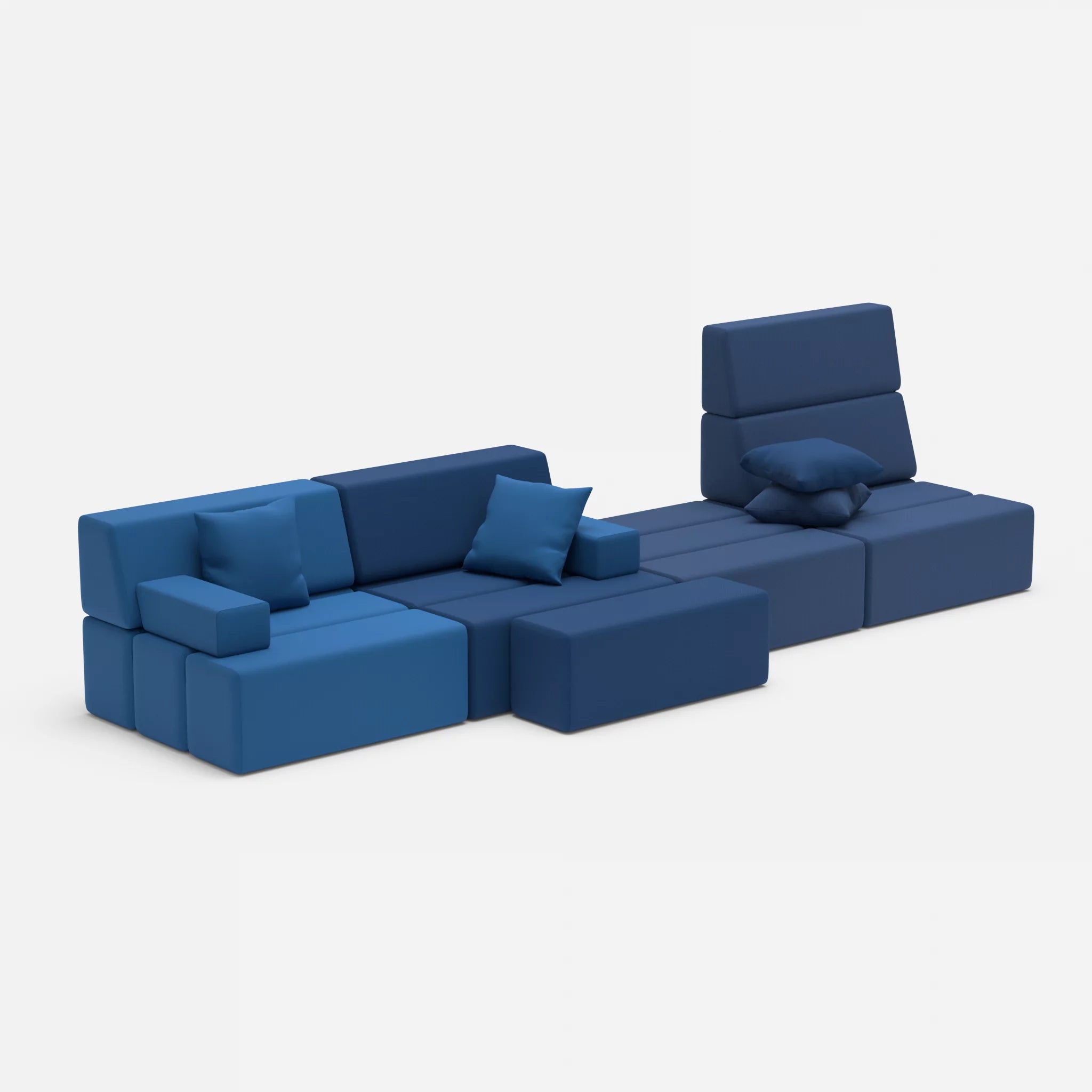 4 Sitzer Sofa Bricks 3 radio6075-radio6598 in Blau und Navy von der Seite