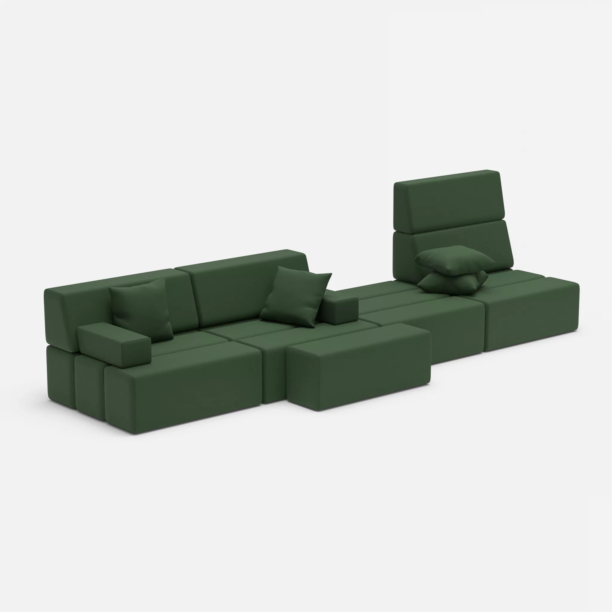 4 Sitzer Sofa Bricks 3 radio7036 in Olive von der Seite