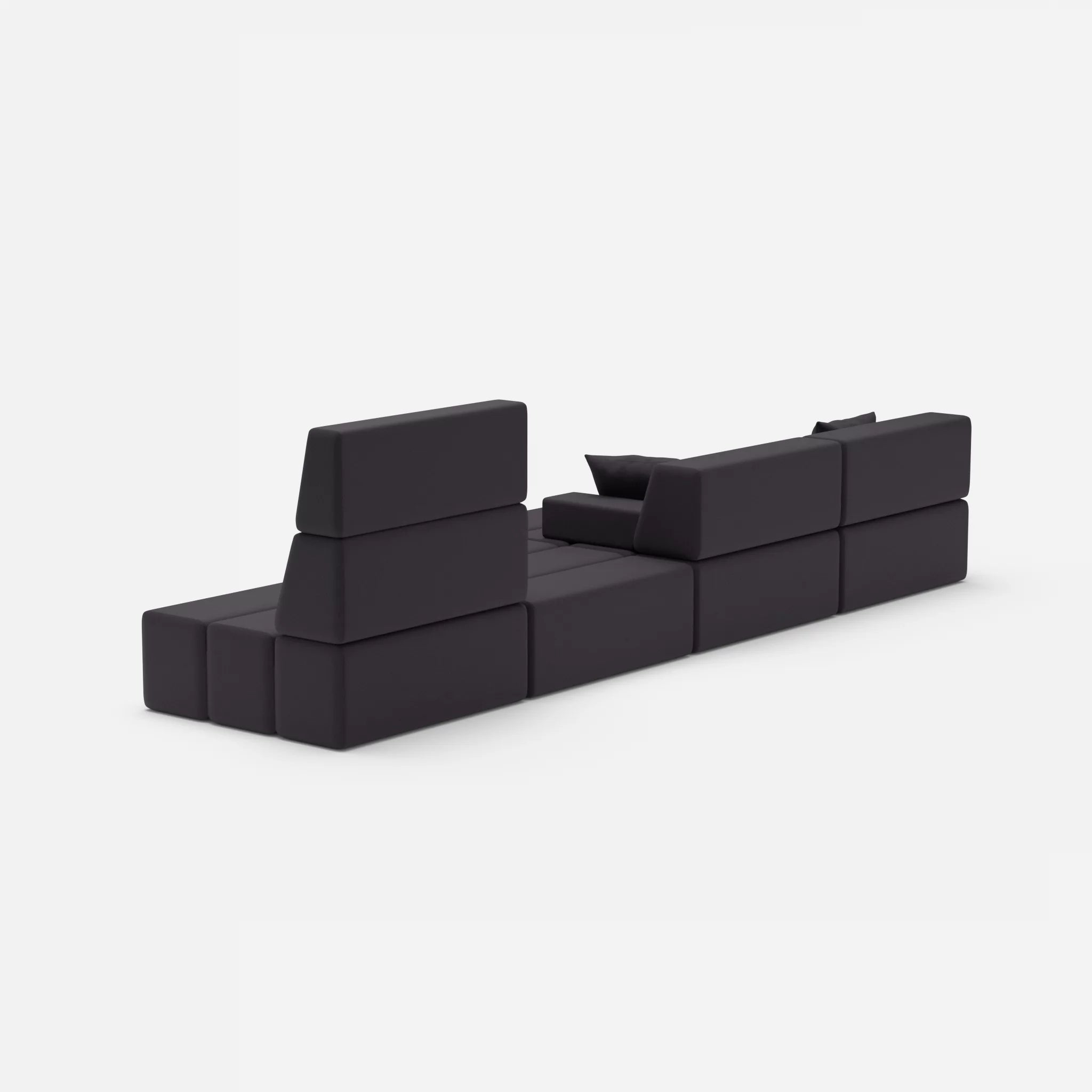 4 Sitzer Sofa Bricks 3 radio8517 in Anthrazit von hinten