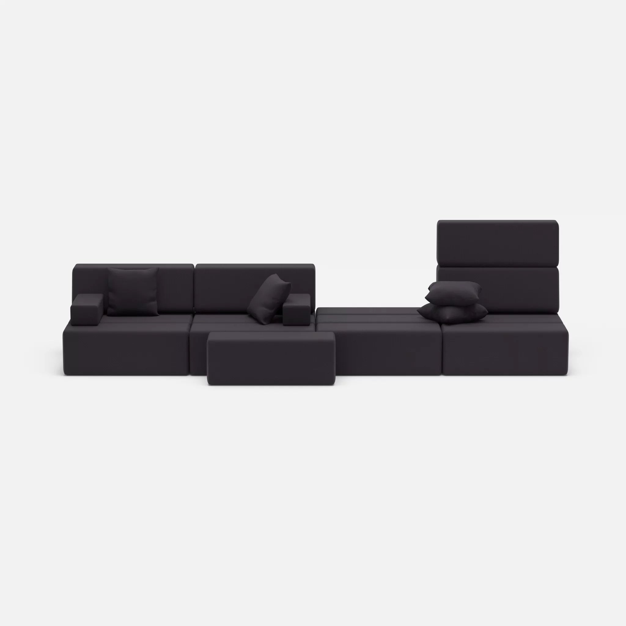 4 Sitzer Sofa Bricks 3 radio8517 in Anthrazit von vorne