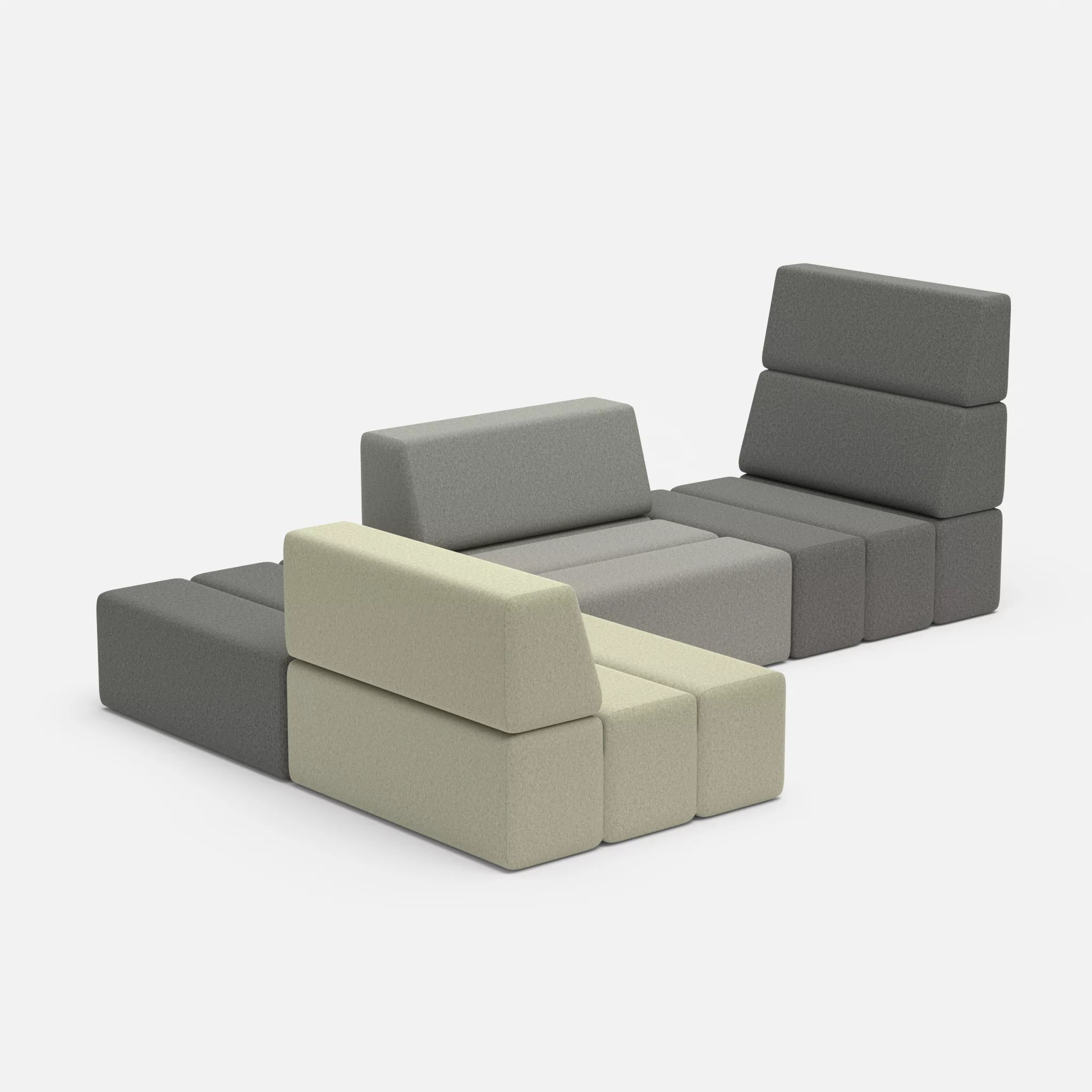 Ecksofa Bricks 1 dama0004-dama0003 in Dunkelgrau und Mittelgrau von der Seite