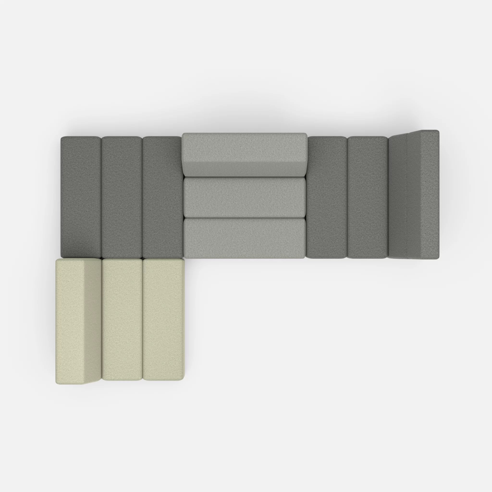 Ecksofa Bricks 1 dama0004-dama0003 in Dunkelgrau und Mittelgrau von oben
