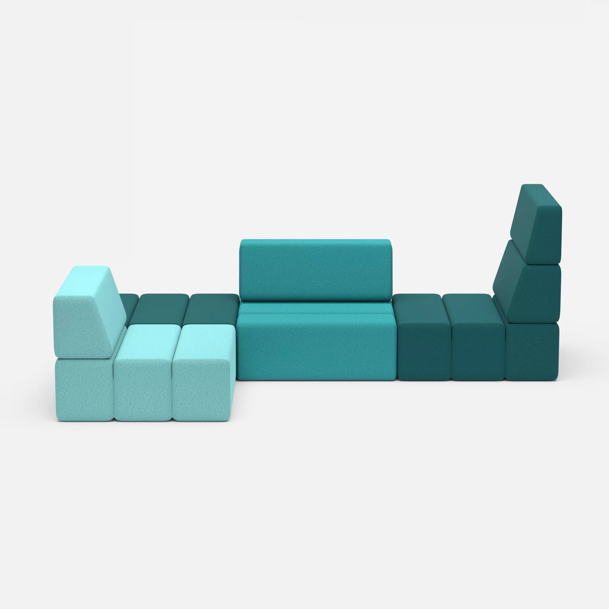 Ecksofa Bricks 1 dama0018-dama0076 in Türkis und Türkis von vorne