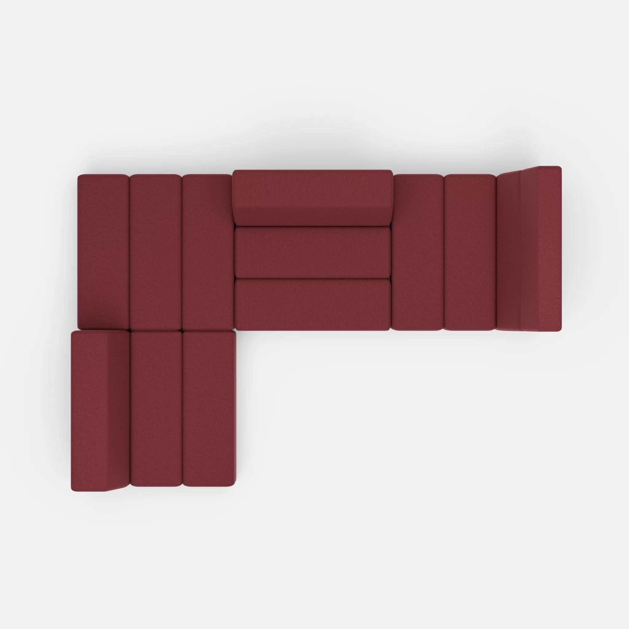 Ecksofa Bricks 1 dama0034 in Bordeaux von oben