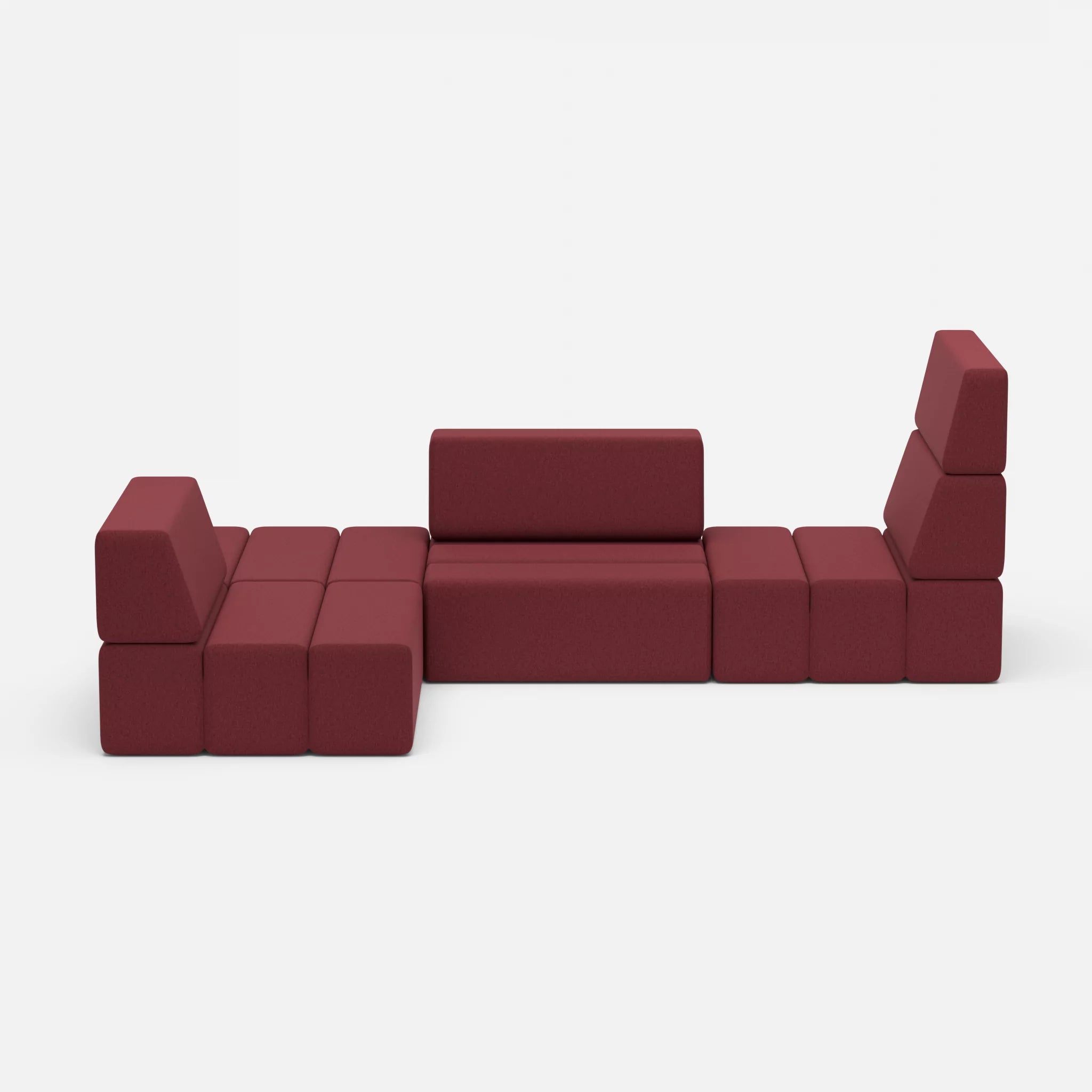 Ecksofa Bricks 1 dama0034 in Bordeaux von vorne