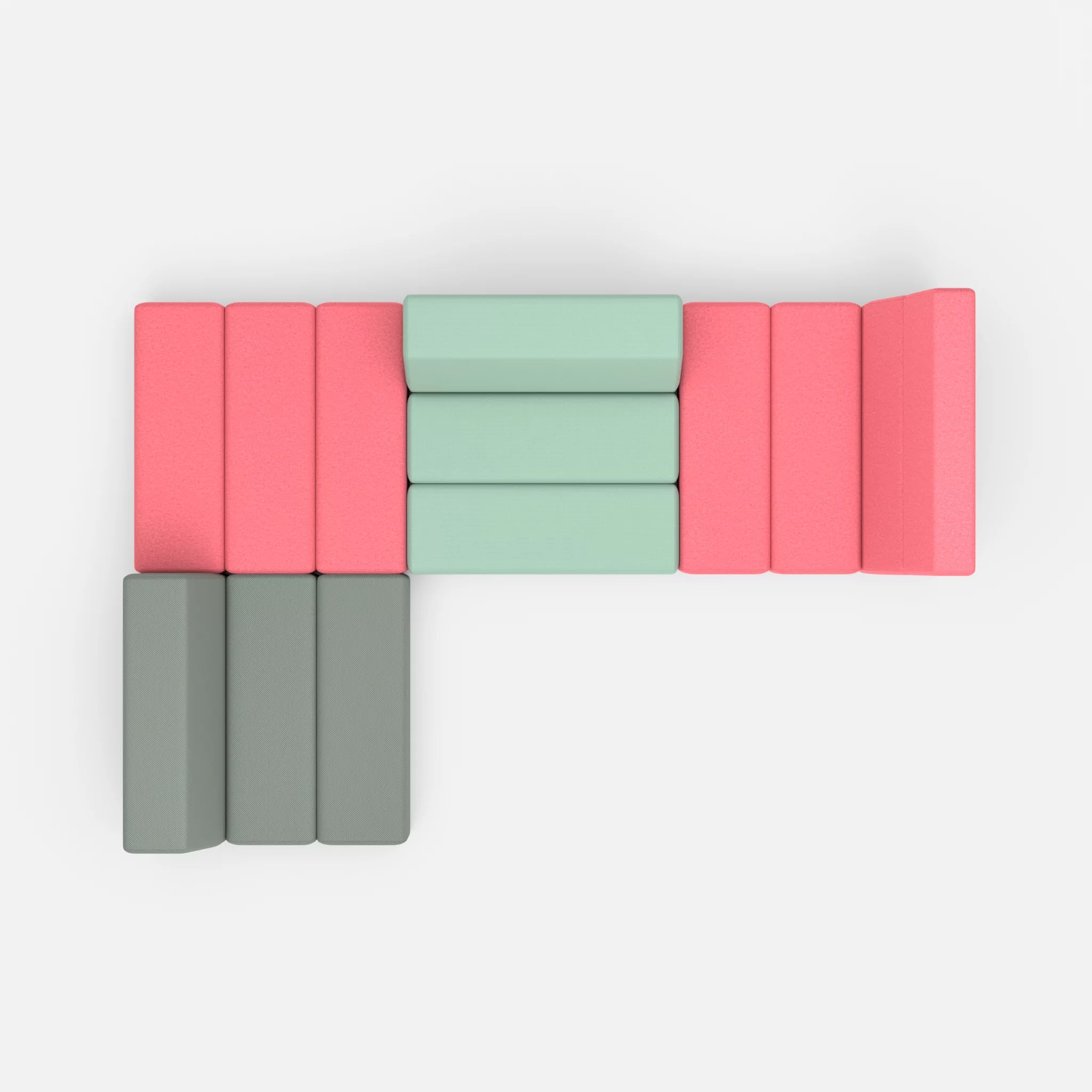 Ecksofa Bricks 1 dama0083-radio7045 in Pink und Hellblau von oben