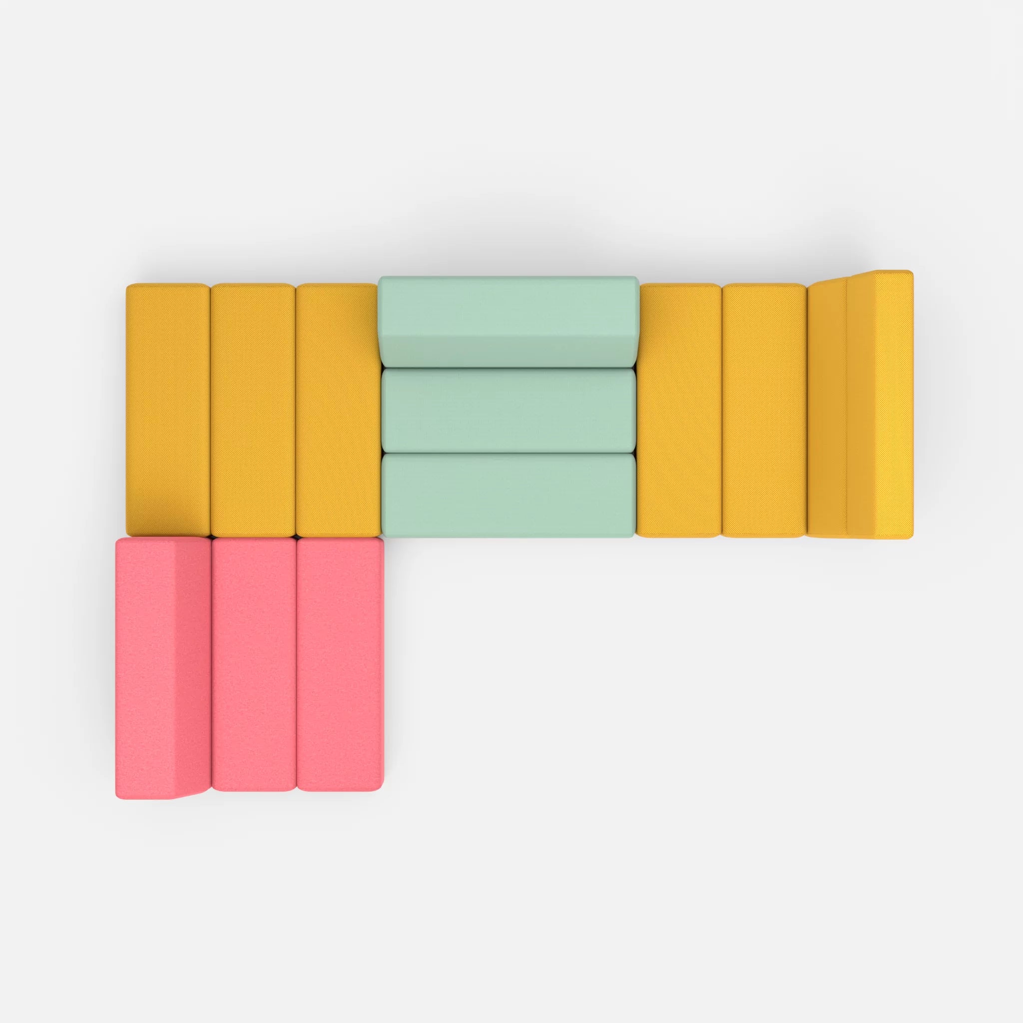Ecksofa Bricks 1 novumcurry-radio7045 in Curry und Hellblau von oben